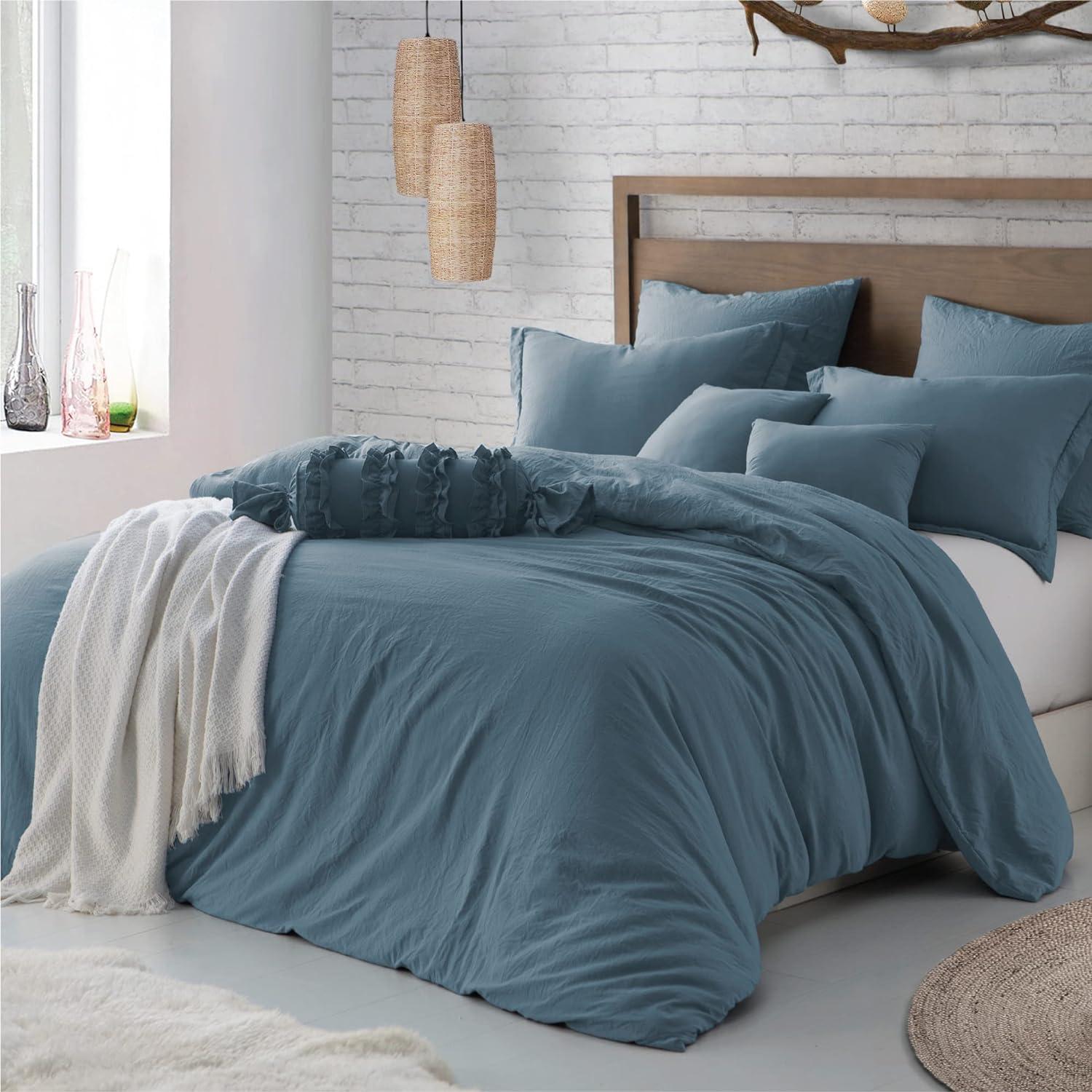 Super Soft Crinkle Washed Microfiber Duvet Cover Set