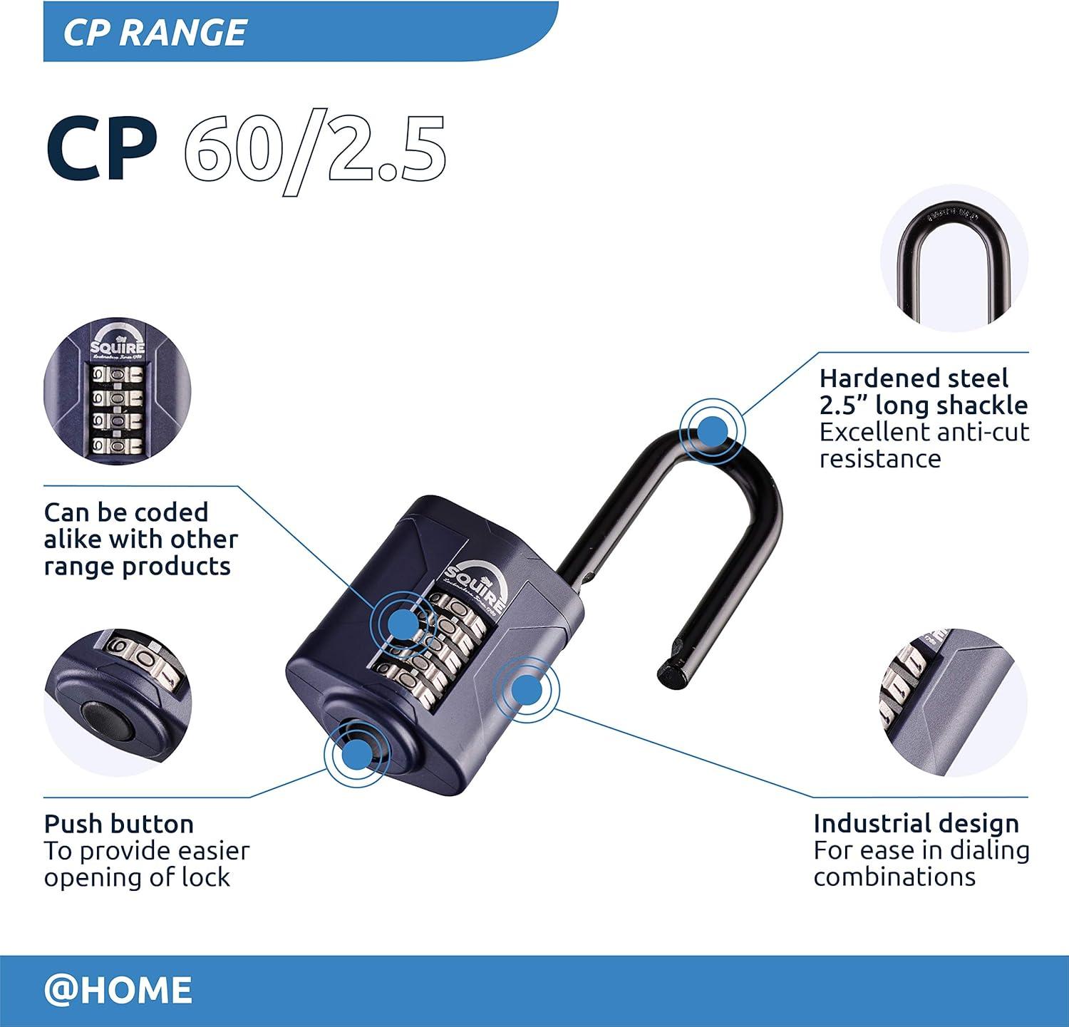 Weathershield™ Long Shackle Combination Padlock | 5-Wheel | CP60/2.5