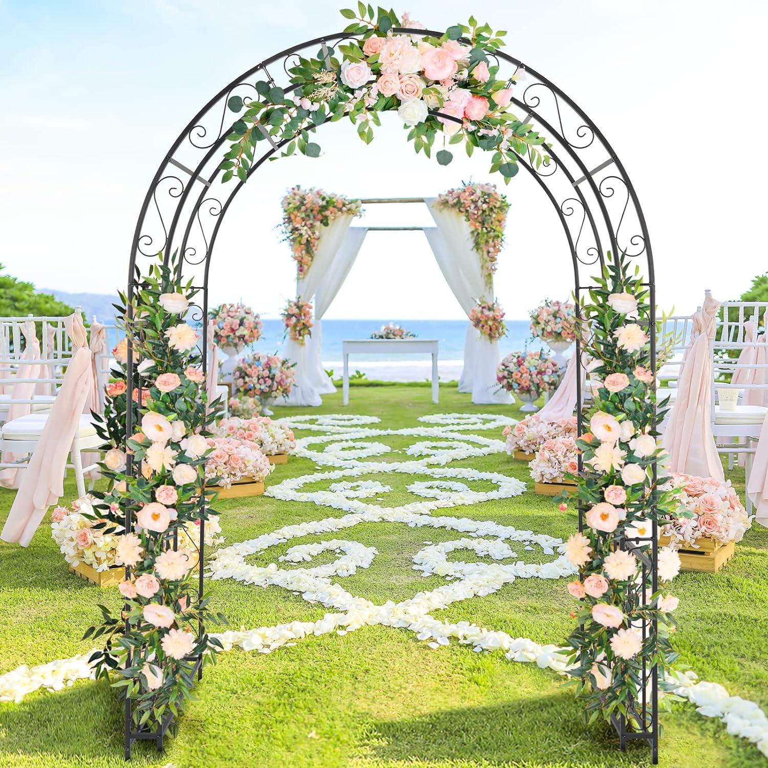 SamyoHome Metal Garden Arch 7Ft Garden Arbor for Climbing Plant Outdoor Wedding