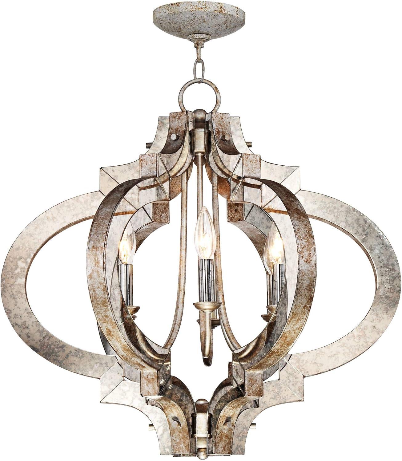 Possini Euro Design Ornament Aged Silver Gold Bronze Chandelier 23 1/4" Wide Industrial 6-Light Fixture for Dining Room Foyer Kitchen Island Entryway