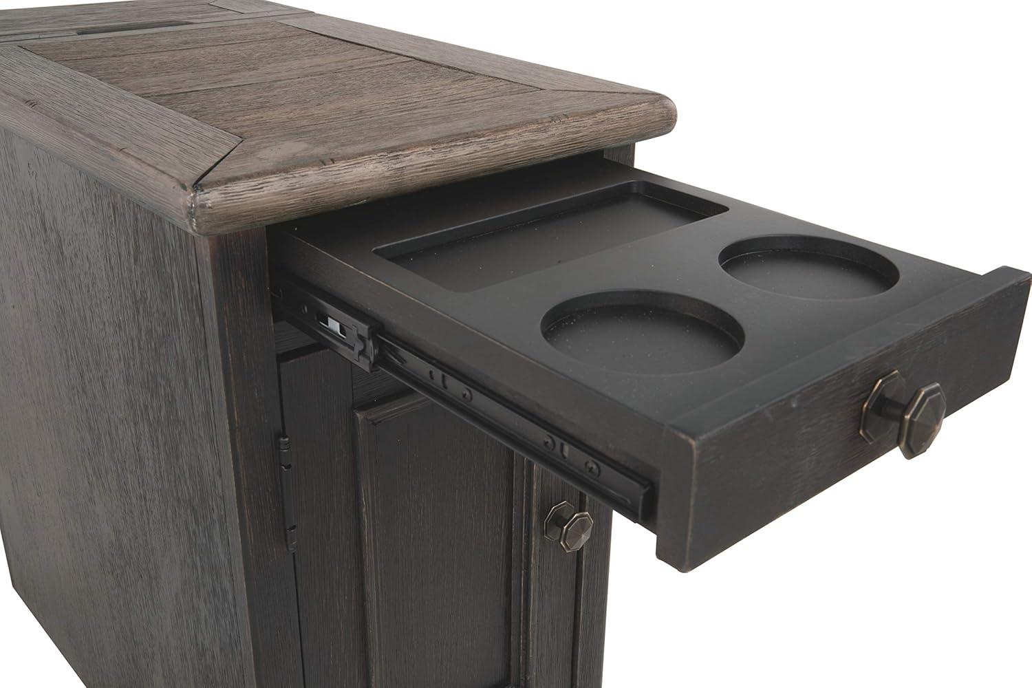 Tyler Creek Chairside End Table with USB Ports and Outlets Grayish Brown/Black - Signature Design by Ashley