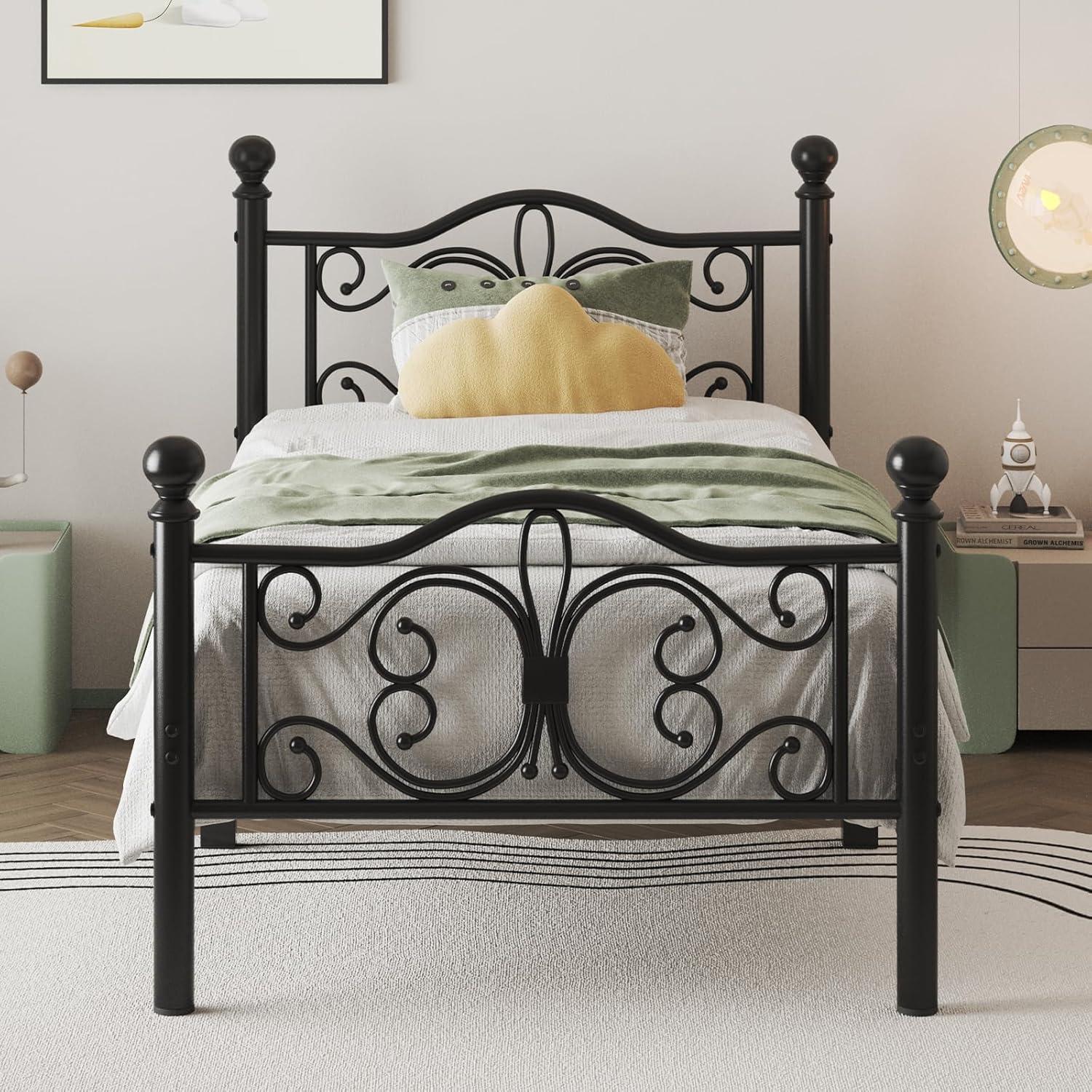 Lark Manor™ Eylin Metal Platform Bed with Butterfly Design Headboard and Footboard, Underbed Storage & Reviews | Wayfair