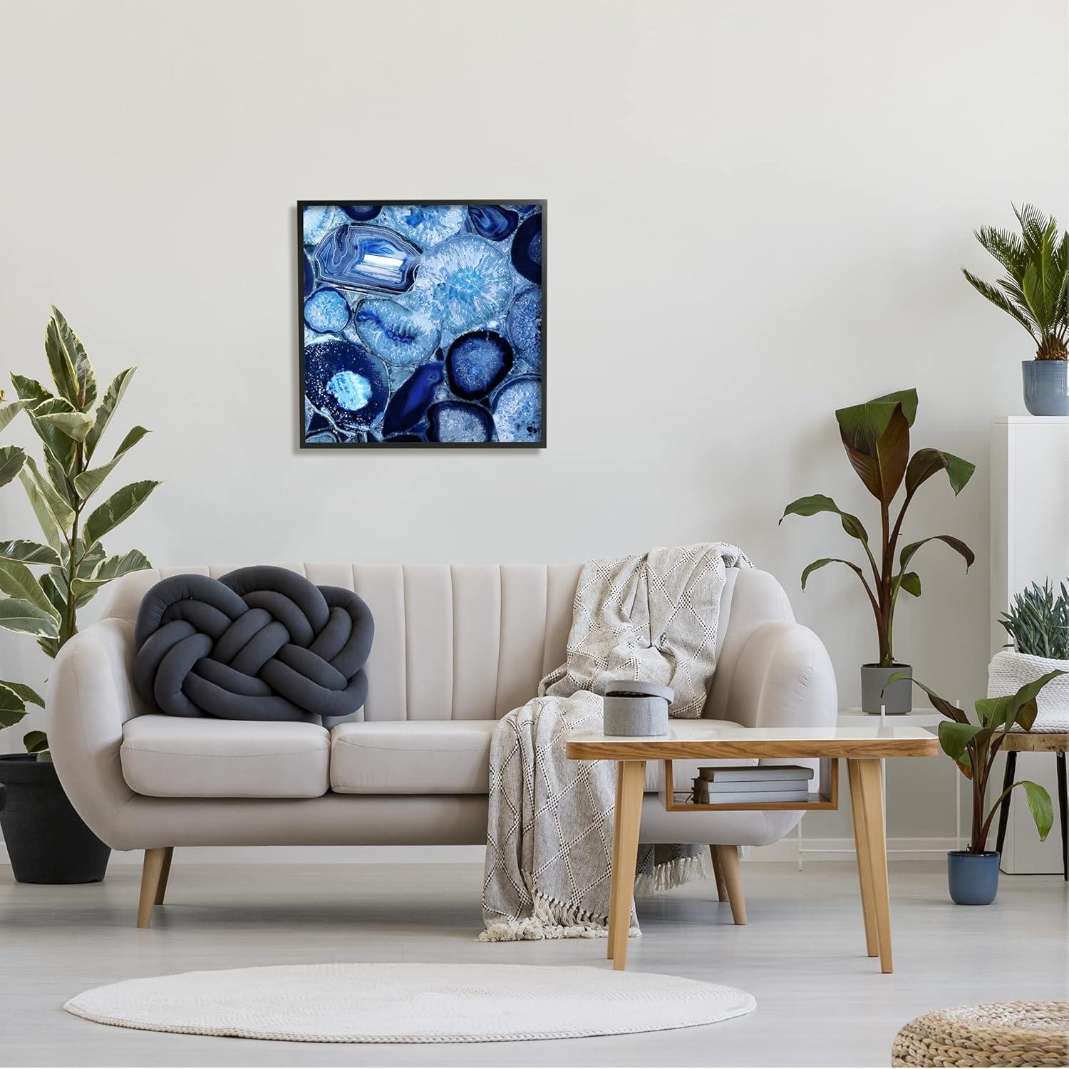 Stupell Agate In Blue Natural Geodes Abstract Painting Black Framed Art Print Wall Art
