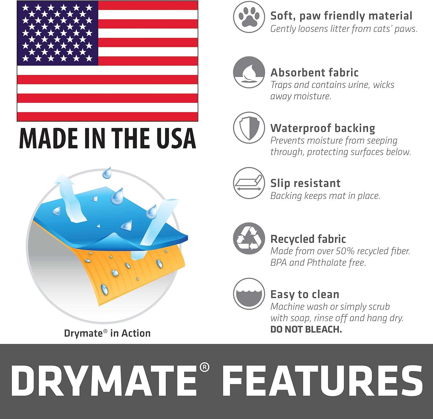 Drymate XL Cat Litter Mat for Litter Box, Protective & Decorative - Absorbent, Waterproof, Machine Washable