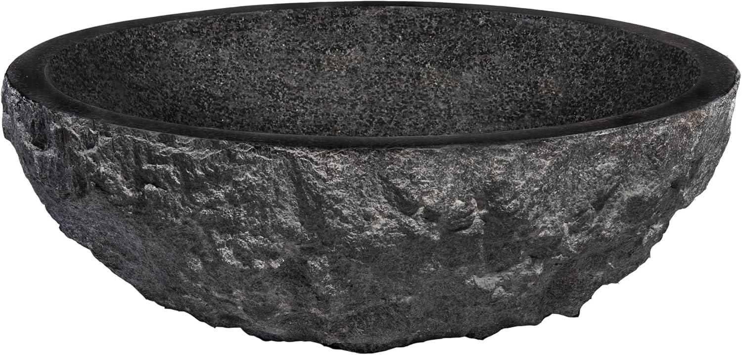 Round Black Granite Above-Counter Vessel Sink