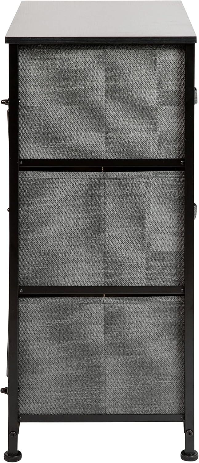 Flash Furniture Malone 3 Drawer Vertical Storage Dresser with Wood Top & Fabric Pull Drawers
