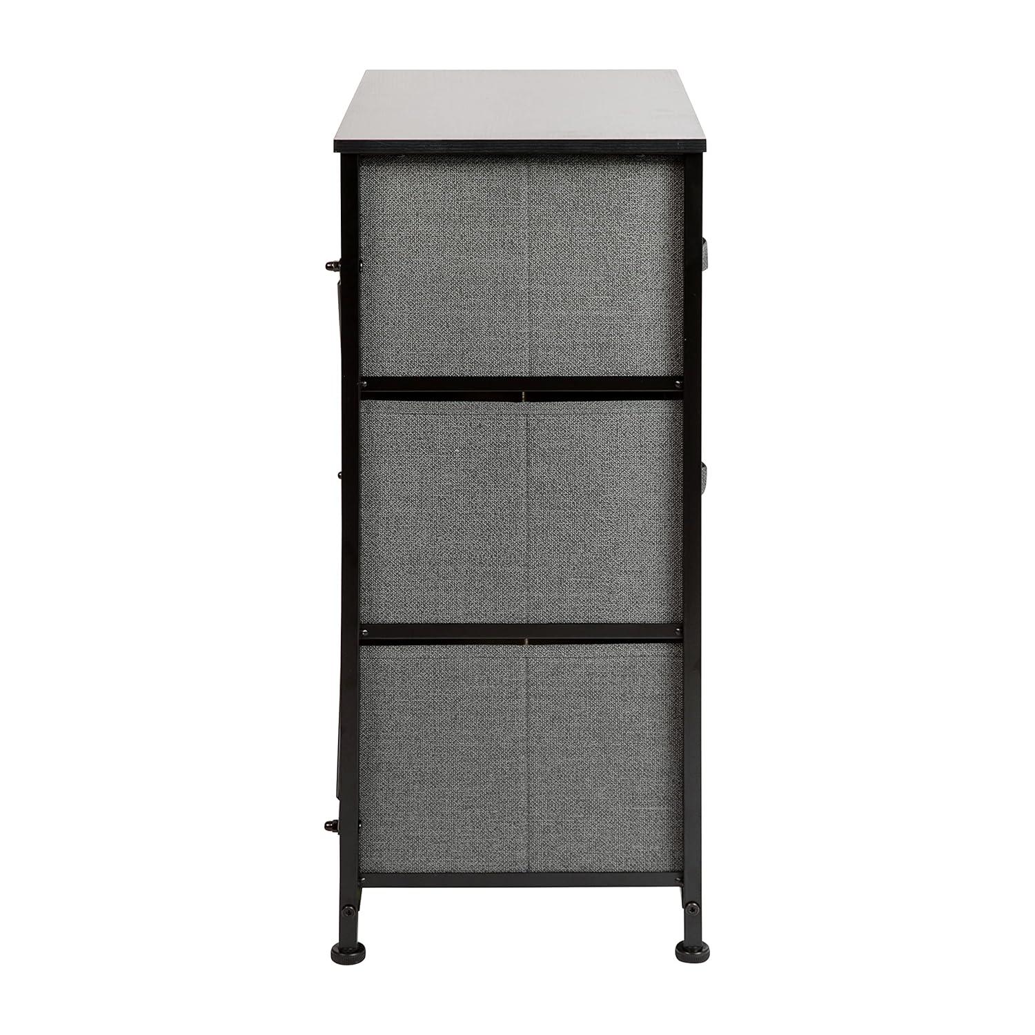 Flash Furniture Malone 3 Drawer Vertical Storage Dresser with Wood Top & Fabric Pull Drawers