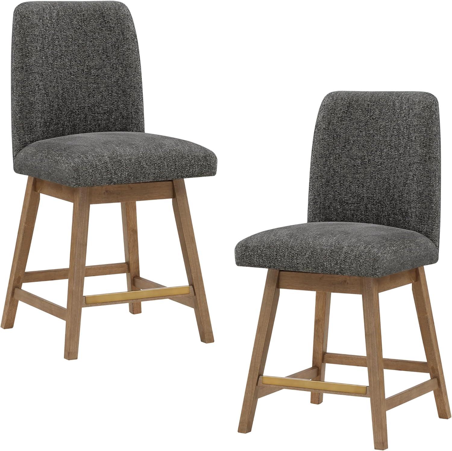 Finley 26" Swivel Counter Stool 2-Pack in Charcoal Fabric