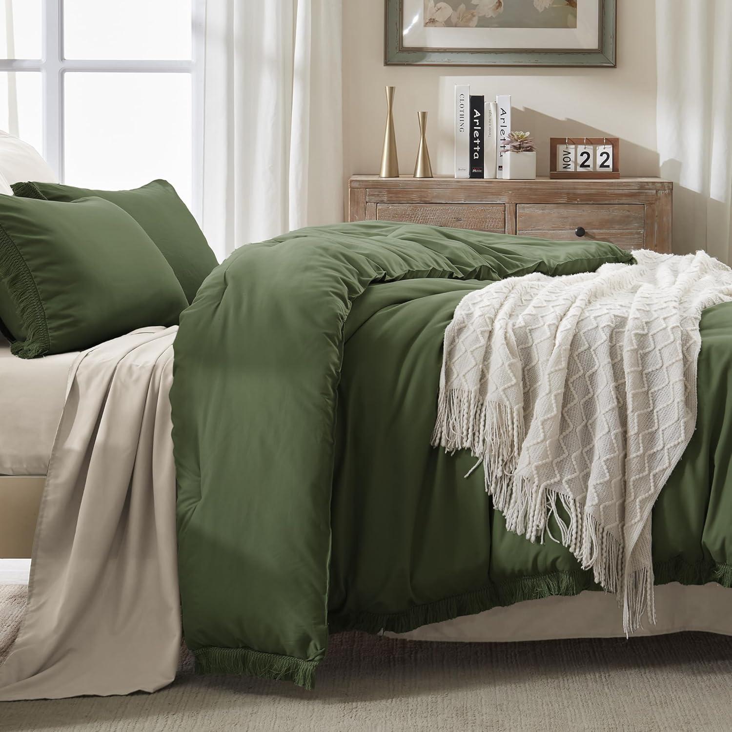 Bedding Comforter Set Olive Green - 3 Piece - Queen