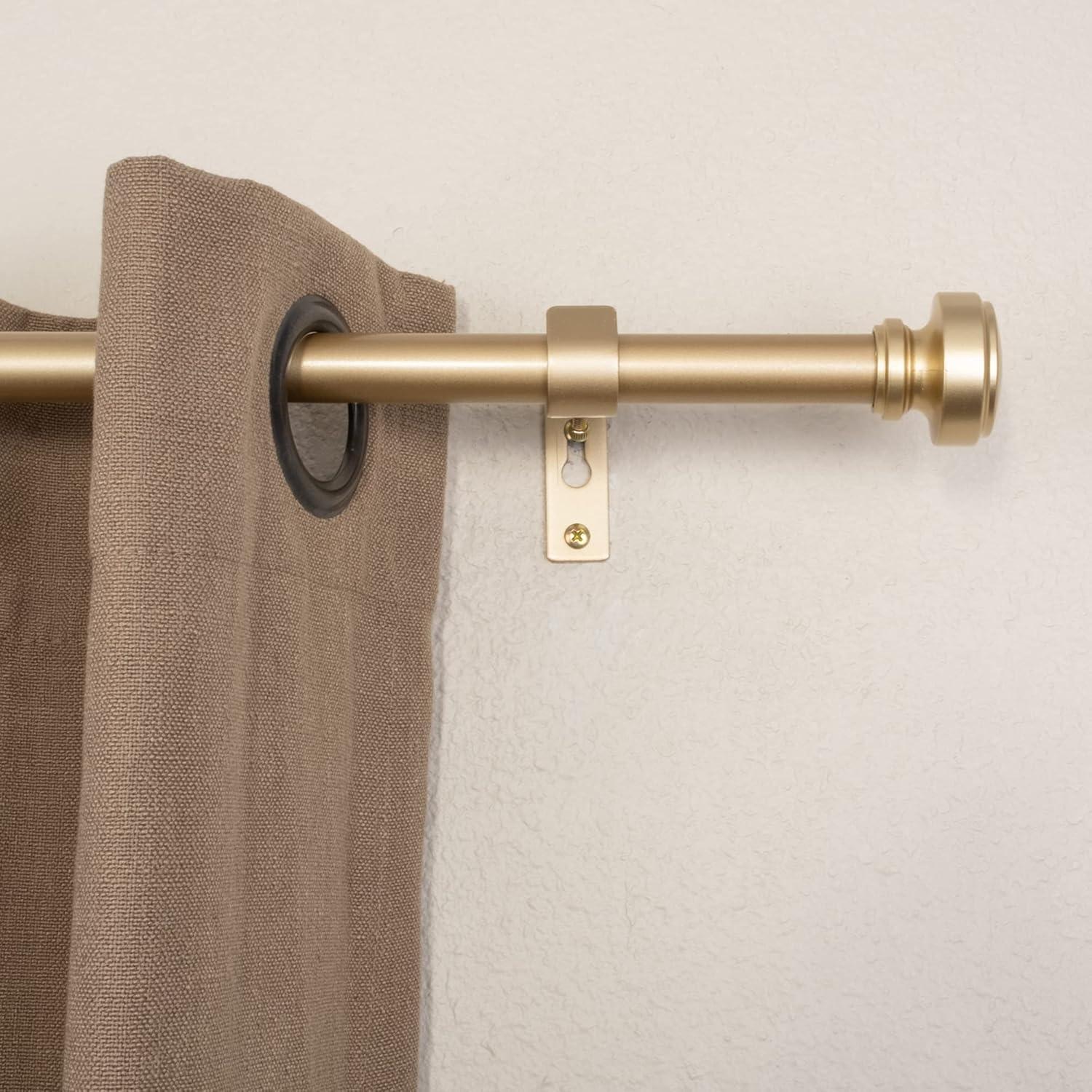 Antique Brass Adjustable Curtain Rod with Finial, 72-144 Inches