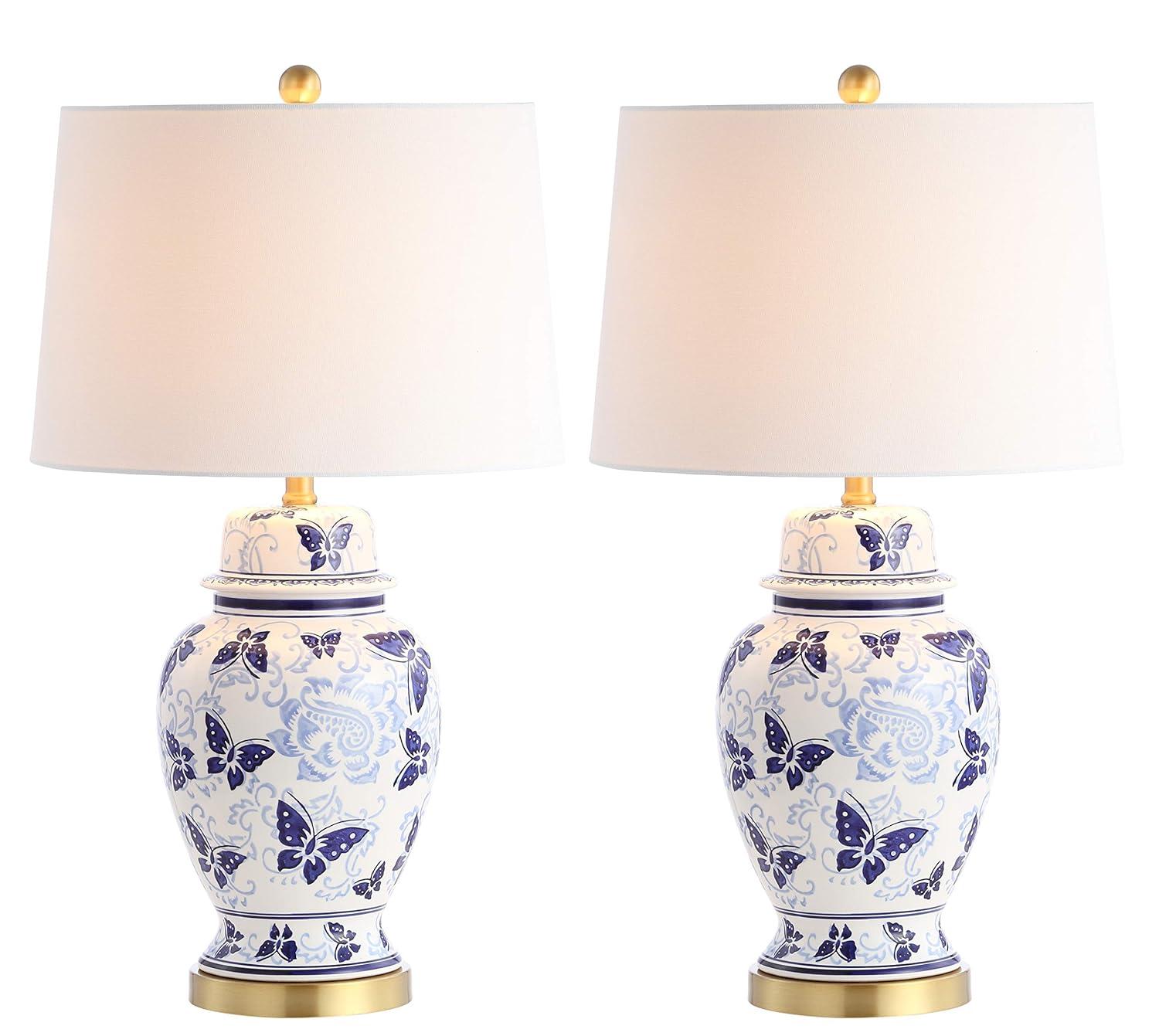 Hana Tbale Lamp (Set of 2) - 28 Inch Height - TBL4160 - Blue/White - Safavieh