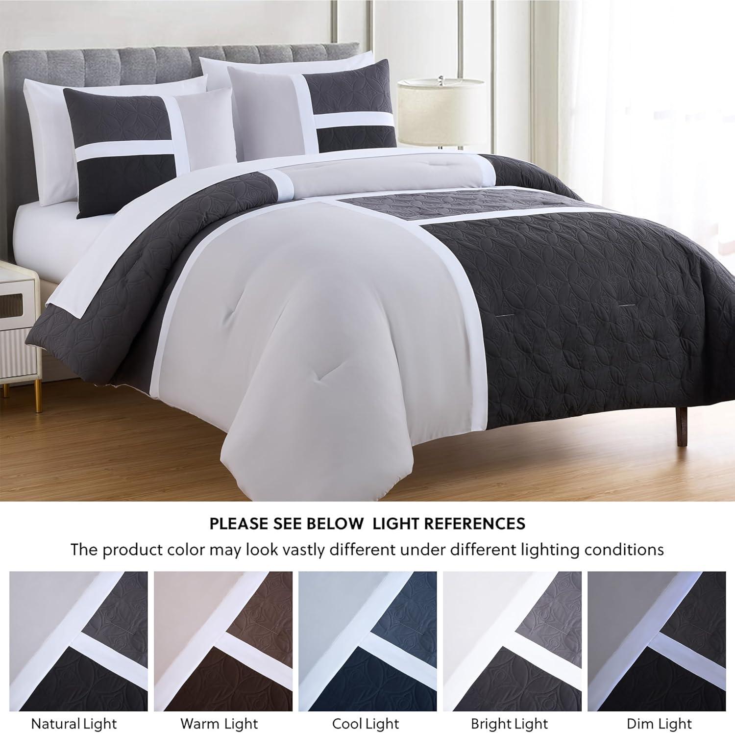 Chezmoi Collection 7-Piece Patchwork Bed in a Bag Comforter Set with Sheets