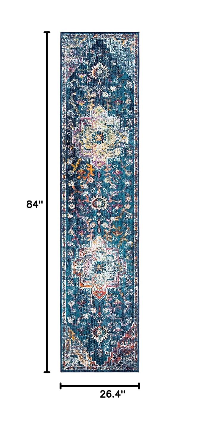 Crystal CRS501 Loomed Indoor Runner Rug - Navy/Fuchsia - 2'2"x7' - Safavieh