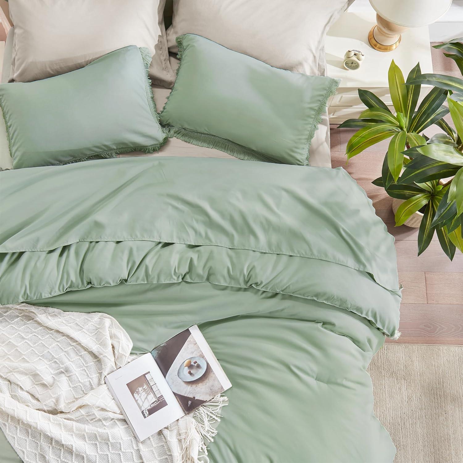 Solid Bedding Set Sage Green - 3 Piece - California King