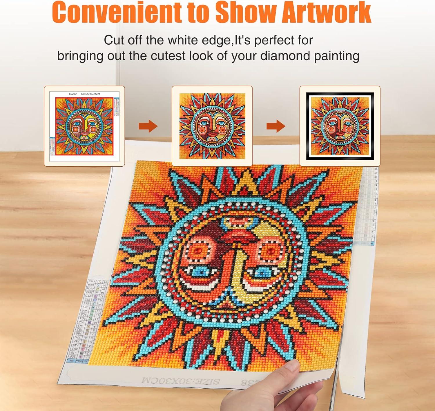 GHHKUD Upgraded 2Pack Diamond Painting Frames, Frames for 30x30cm Diamond Painting Canvas, Magnetic Diamond Art Frame Self-Adhesive, Diamond Painting Frames with Hooks for Wall Window Door (Gold)