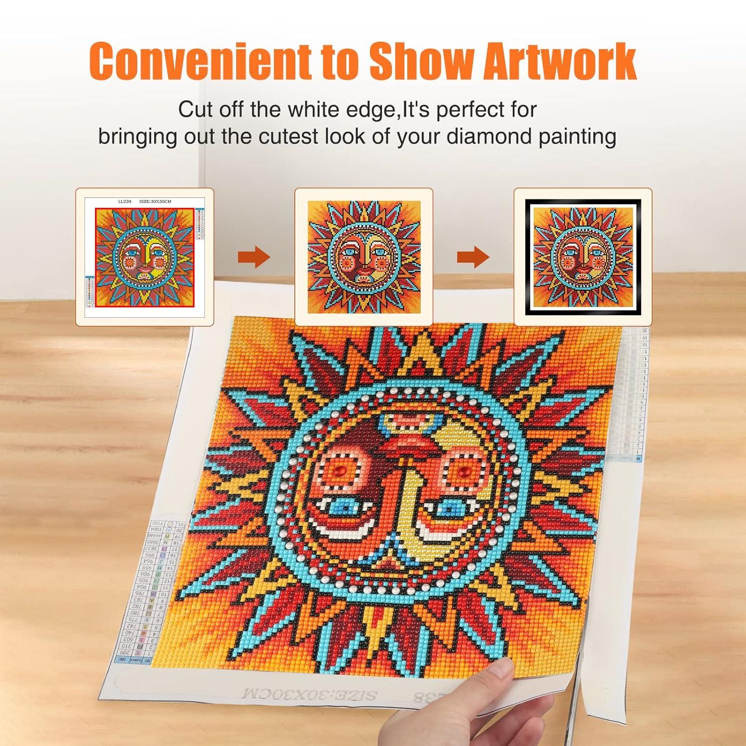 GHHKUD Upgraded 2Pack Diamond Painting Frames, Frames for 30x30cm Diamond Painting Canvas, Magnetic Diamond Art Frame Self-Adhesive, Diamond Painting Frames with Hooks for Wall Window Door (Gold)