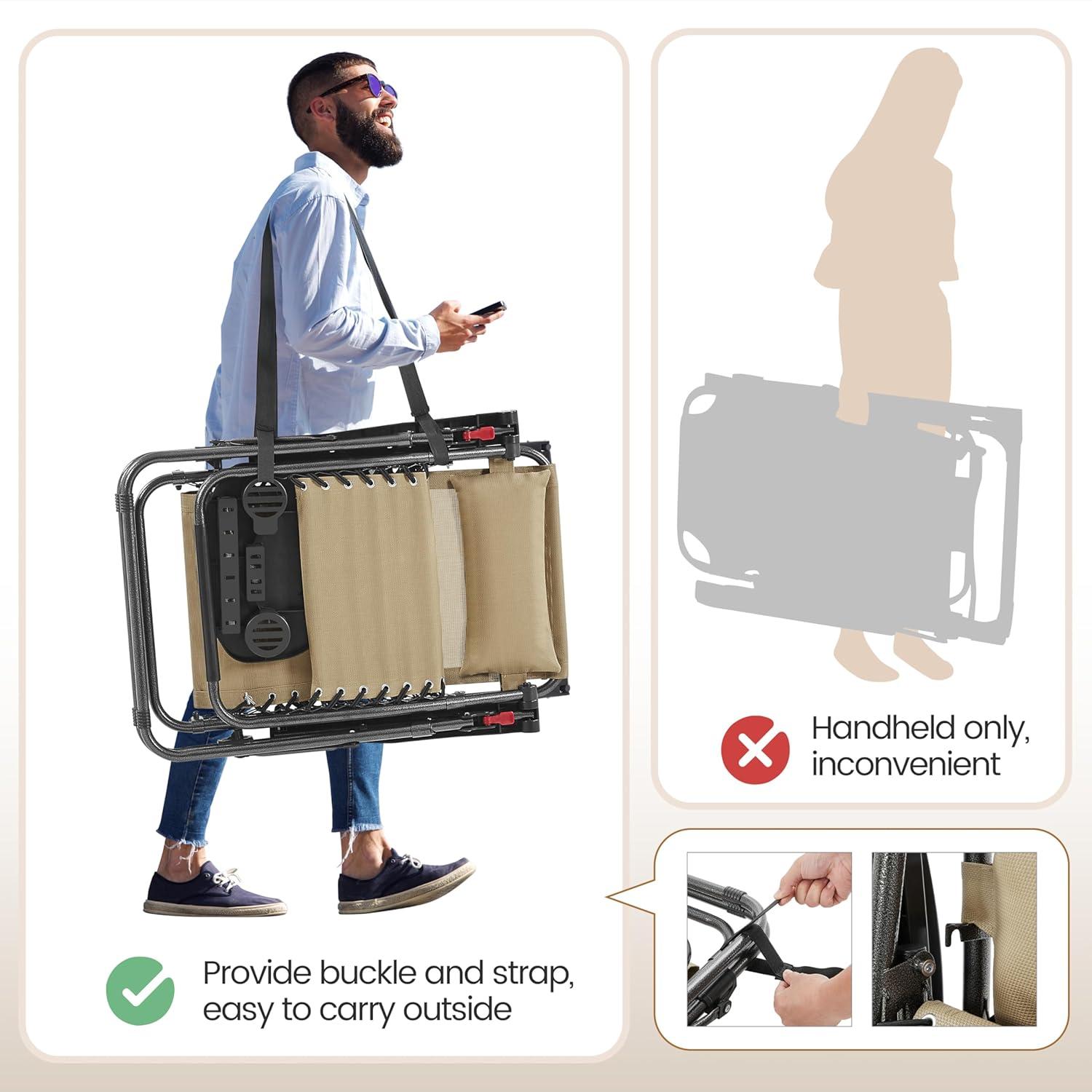 Yaheetech 26in Outdoor Zero Gravity Chair with Cupholder and Pillow, Beige