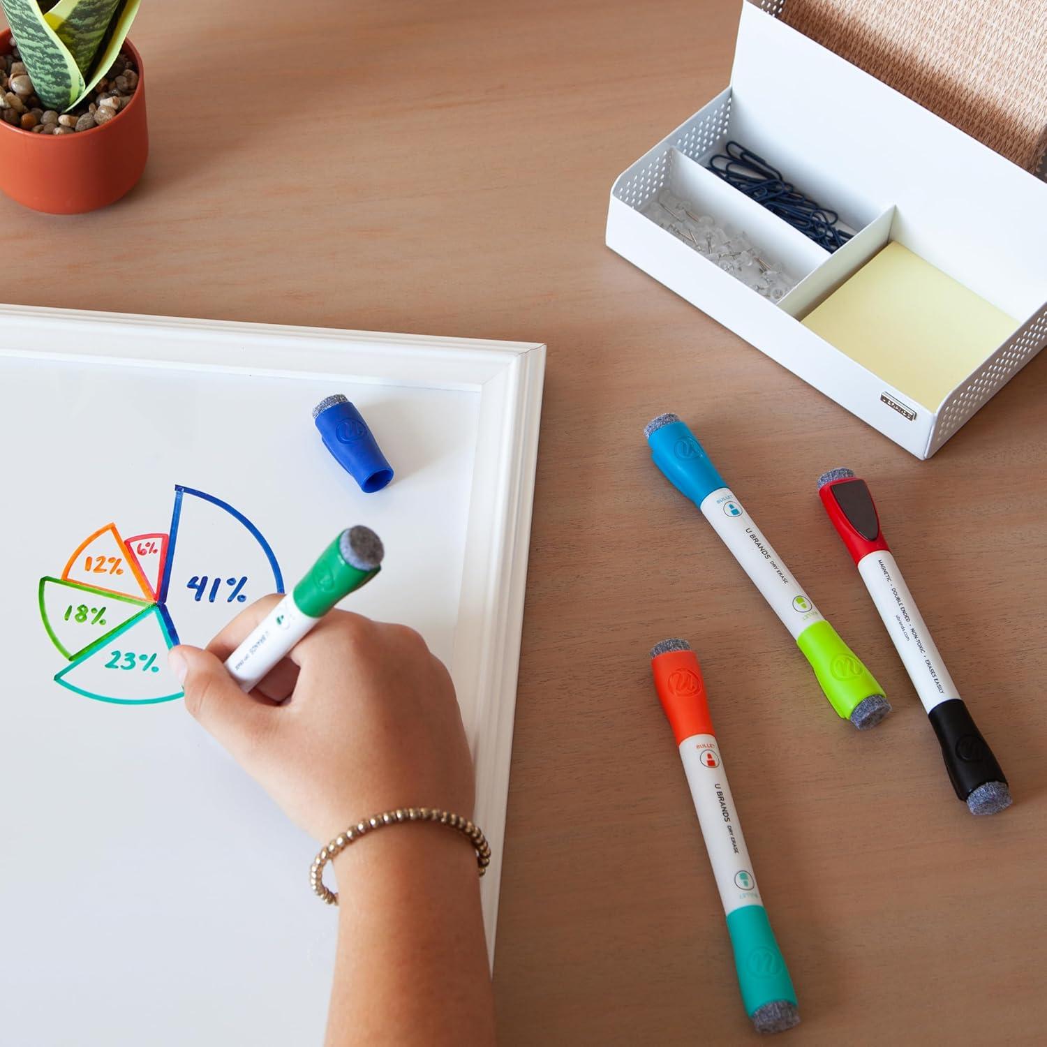 U Brands Magnetic Dry Erase Markers Chisel Tip, Assorted Colors, 6 Count