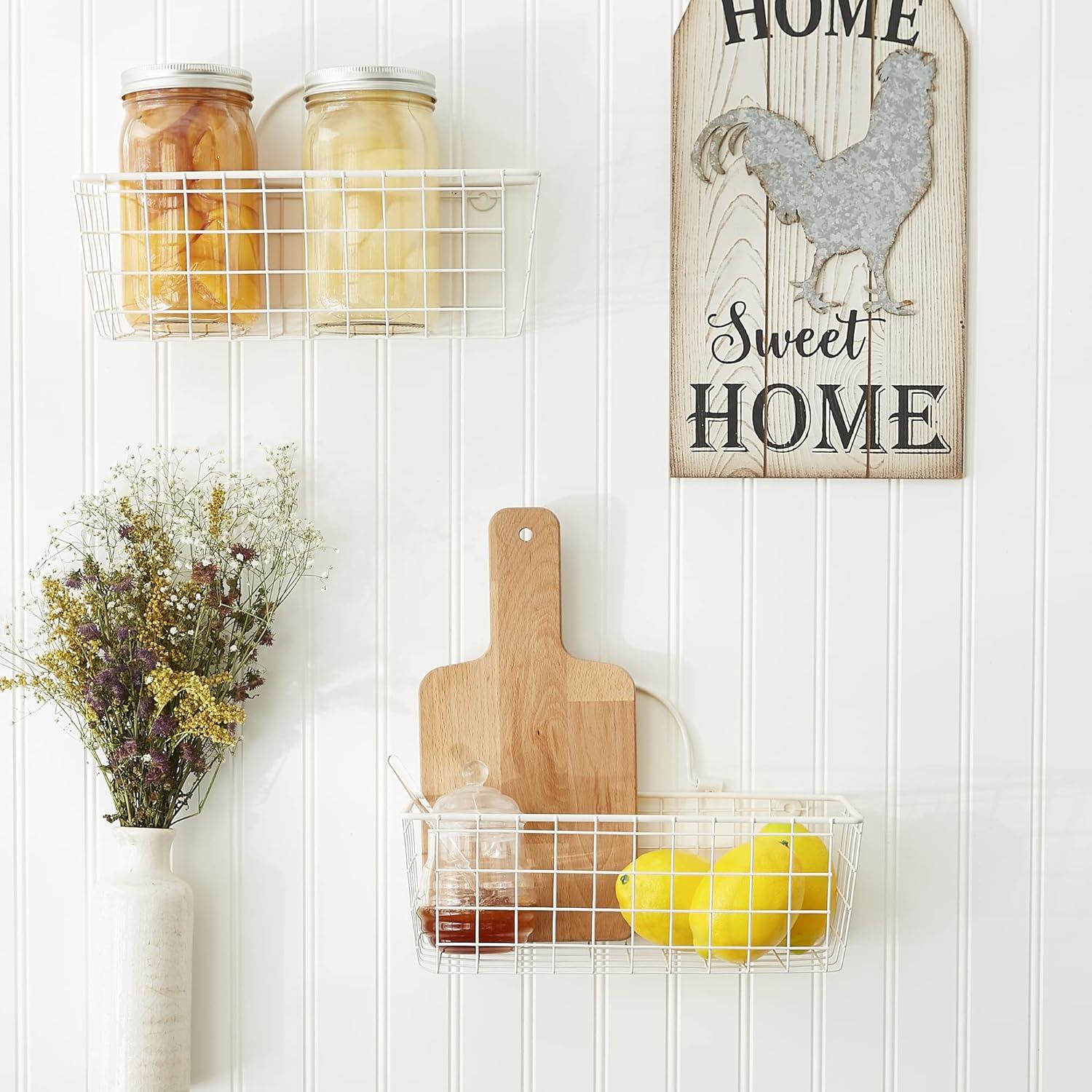 Medium Aqua Wire Wall Basket Set/2