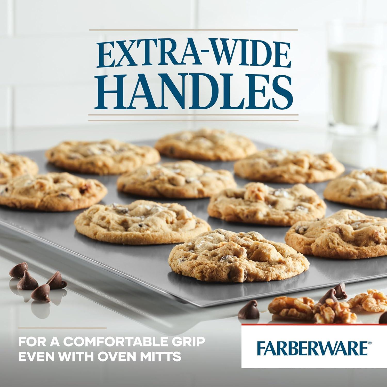 Farberware Insulated Nonstick 15.5"x20" Jumbo Cookie Sheet: Aluminized Steel, Stay-Cool Handle, Even-Heating, Hand Wash