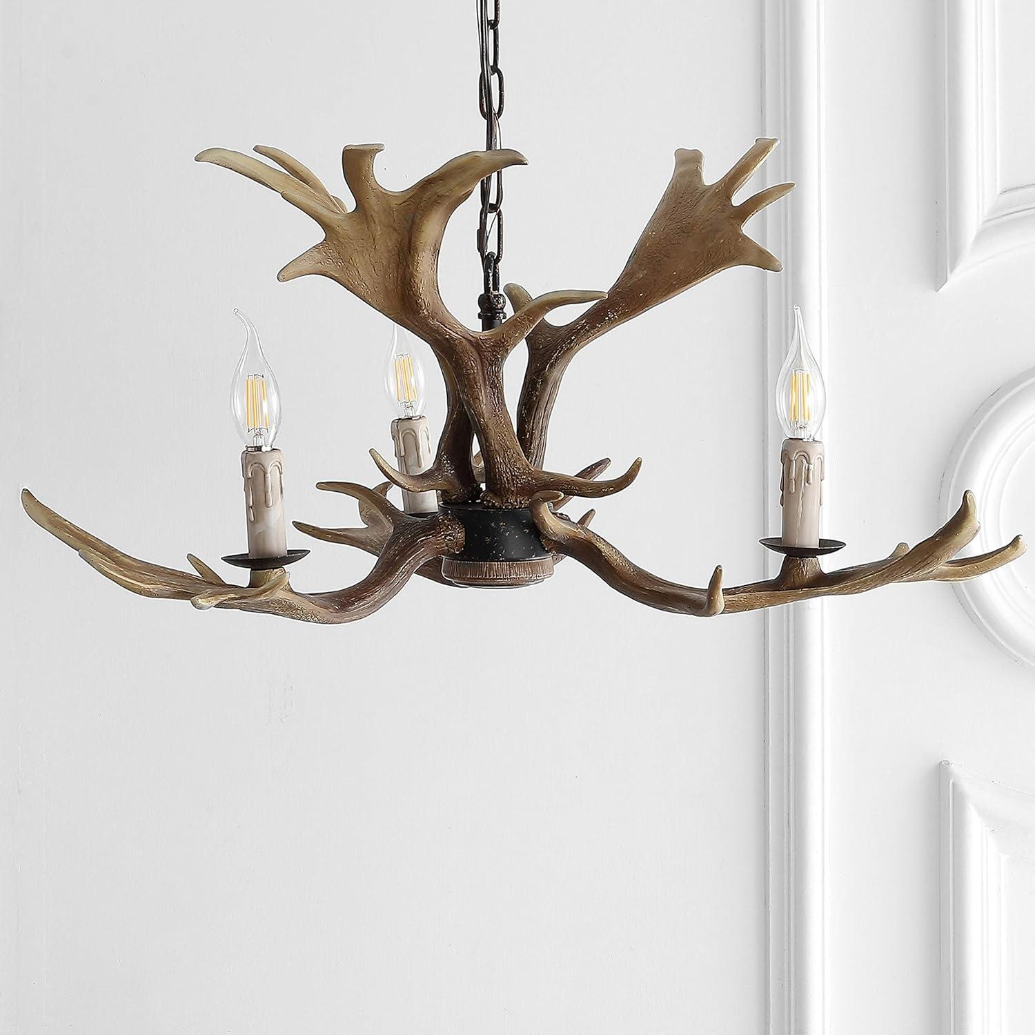 JONATHAN Y Speller Adjustable Resin Antler 3-Light LED Chandelier