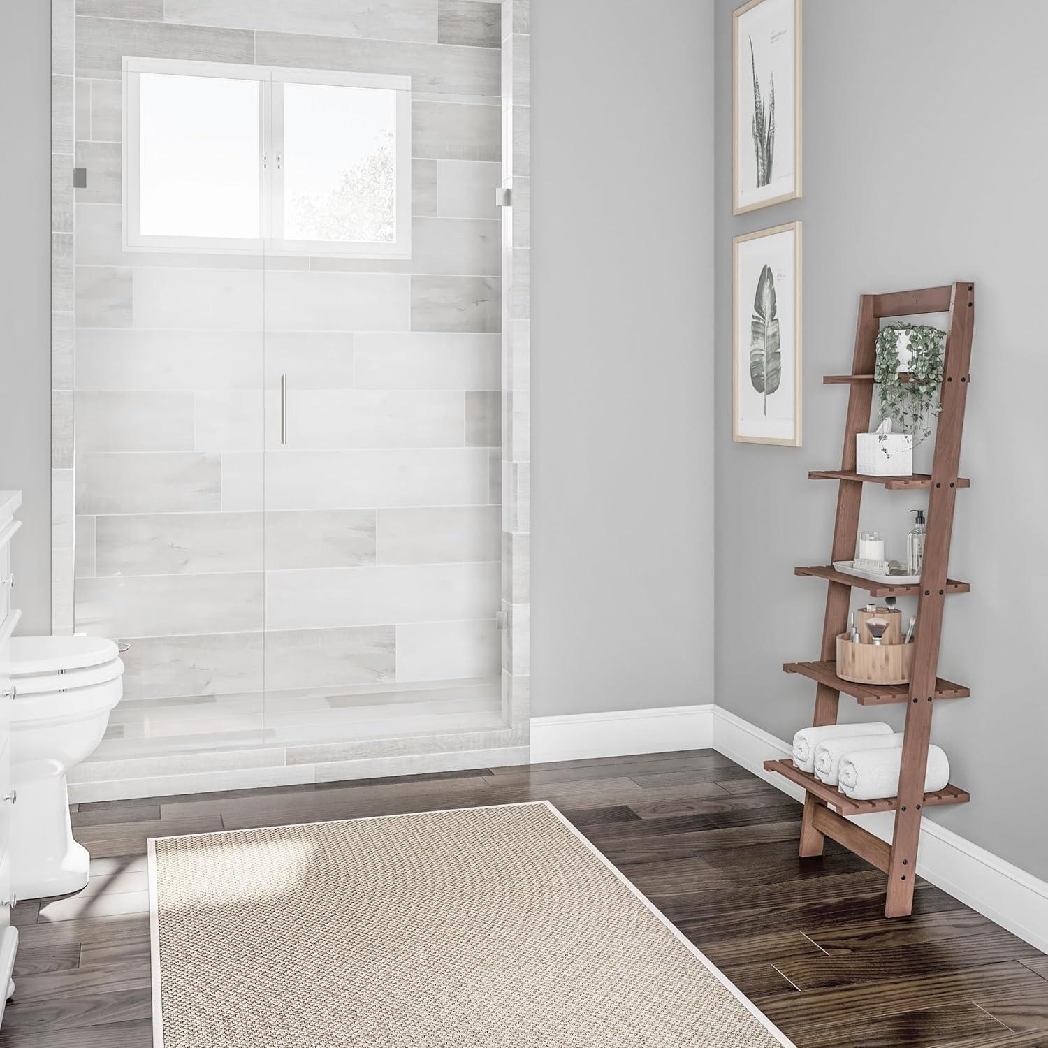 Walnut 5-Tier Ladder Bookshelf for Small Spaces