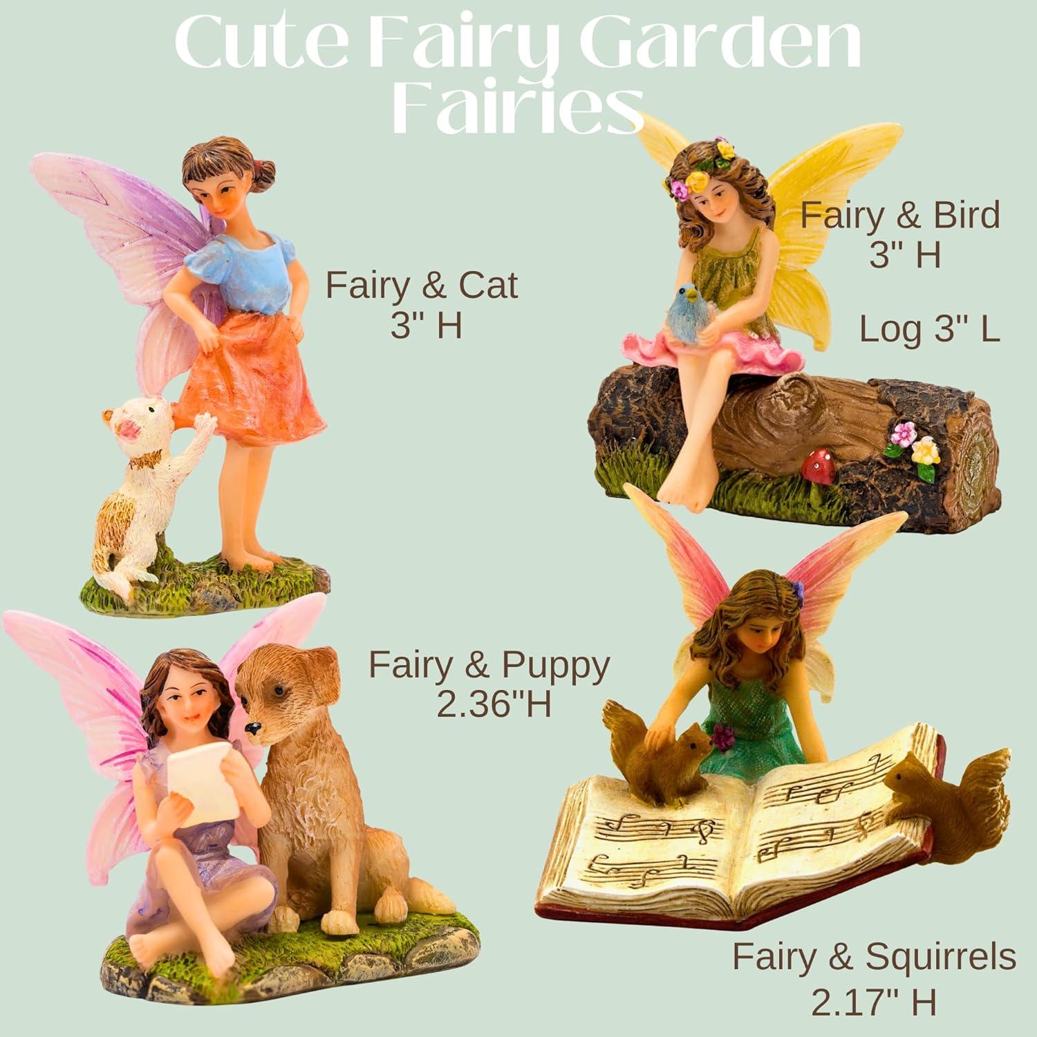 PRETMANNS Fairy Garden Accessories with Garden Fairy Figurines - Adorable Fairies for Fairy Gardens, Cute Fairy Garden Miniatures with a Fairy Furniture Kit C21