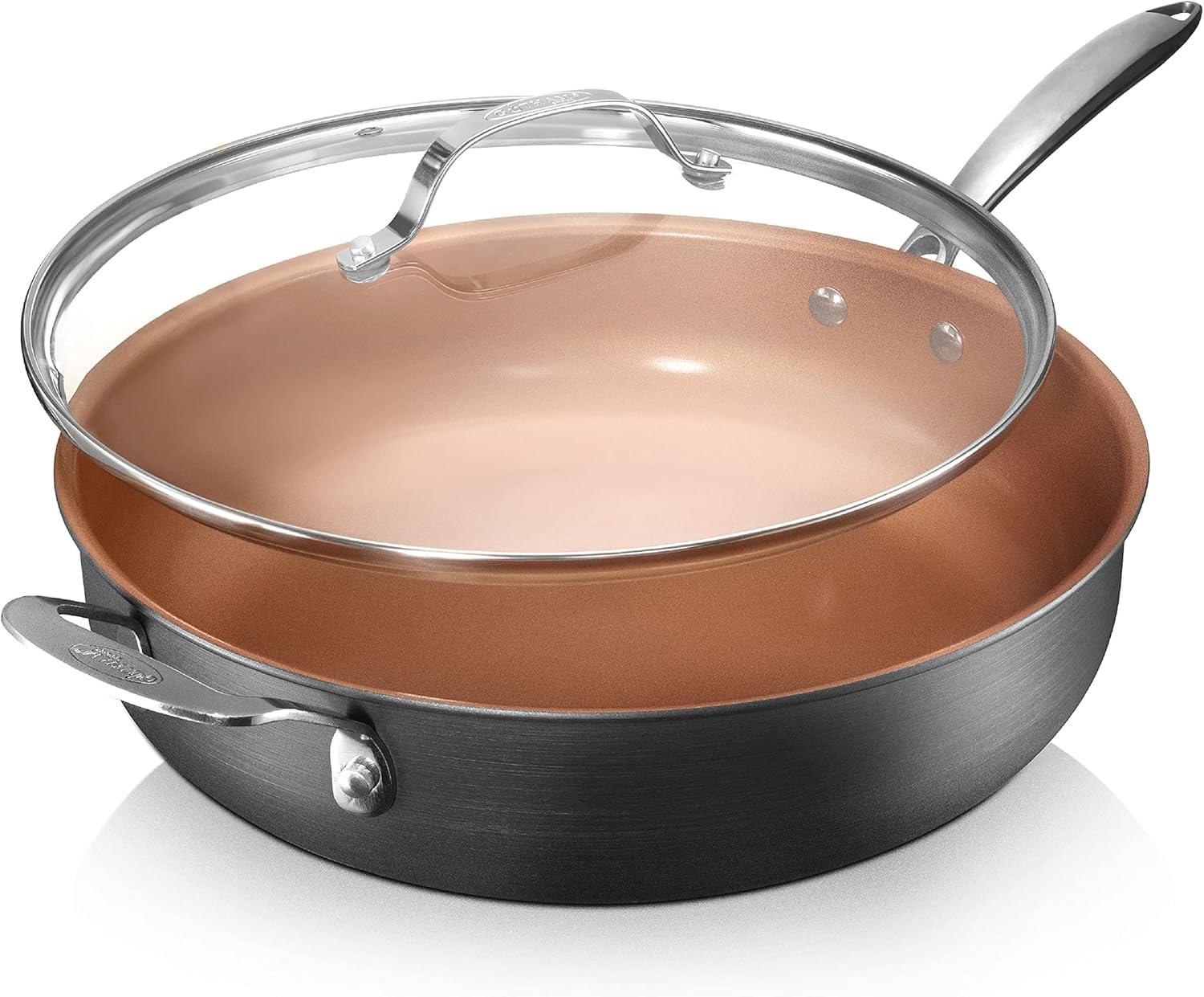 Gotham Steel 5.5 Quart Copper Nonstick Sauté Pan with Glass Lid