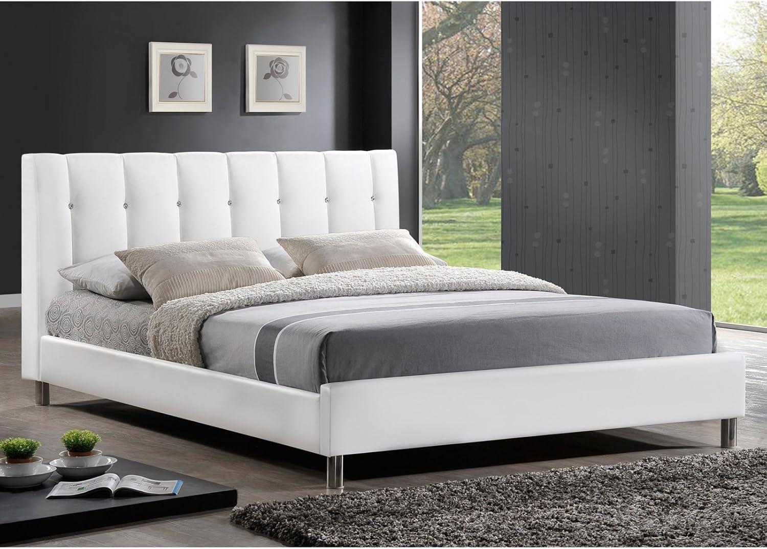 Baxton Studio Vino Modern Bed with Upholstered Platform Bed, Multiple sizes, Multiple Colors