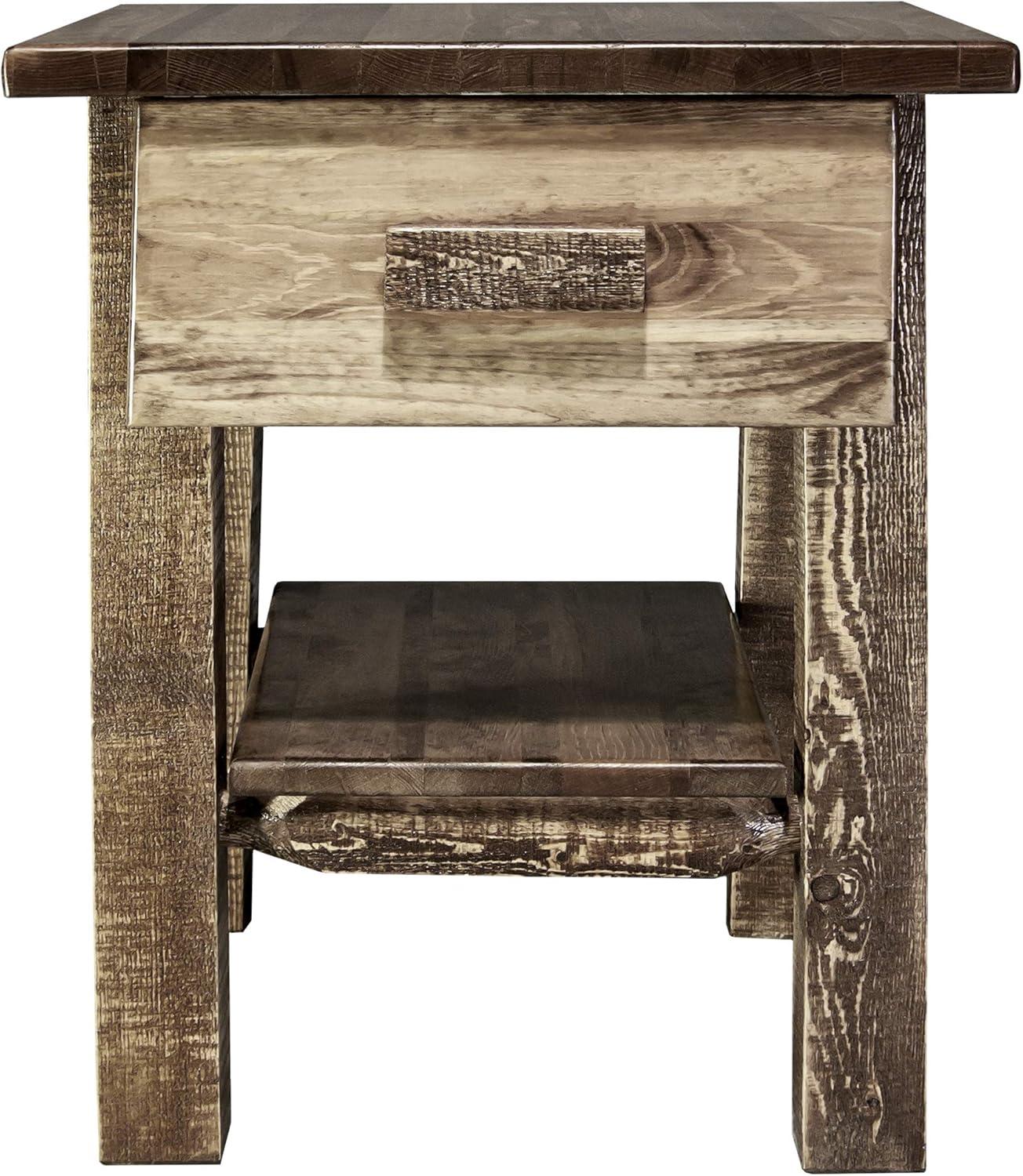 Homestead Collection Nightstand with Drawer & Shelf, Stain & Clear Lacquer Finish