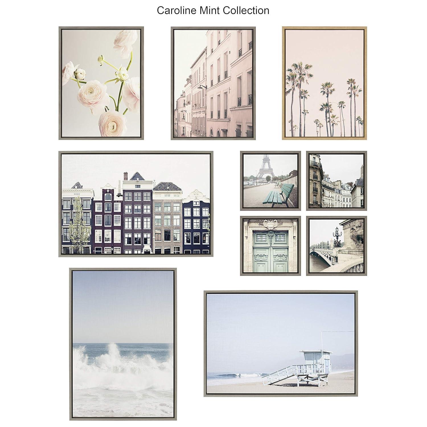 18" x 24" (Set of 2) Sylvie Classic Parisian Blue Paris Door by Caroline Mint Framed Wall Canvas Set Gold - Kate & Laurel All Things Decor