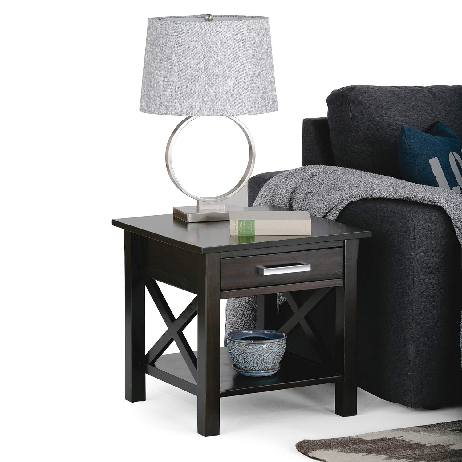 Simpli Home Kitchener 21"W Solid Mango Wood Square End Table with Storage Drawer