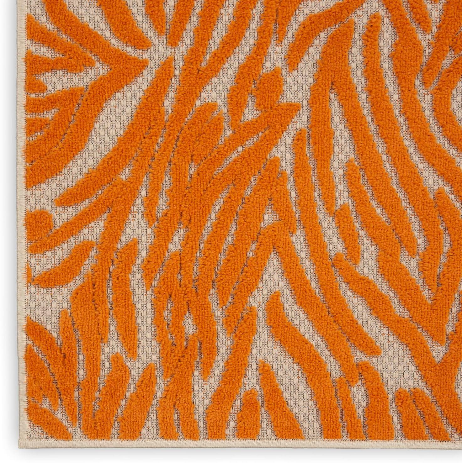 Sunlit Zebra Orange 5' x 7' Reversible Outdoor Area Rug