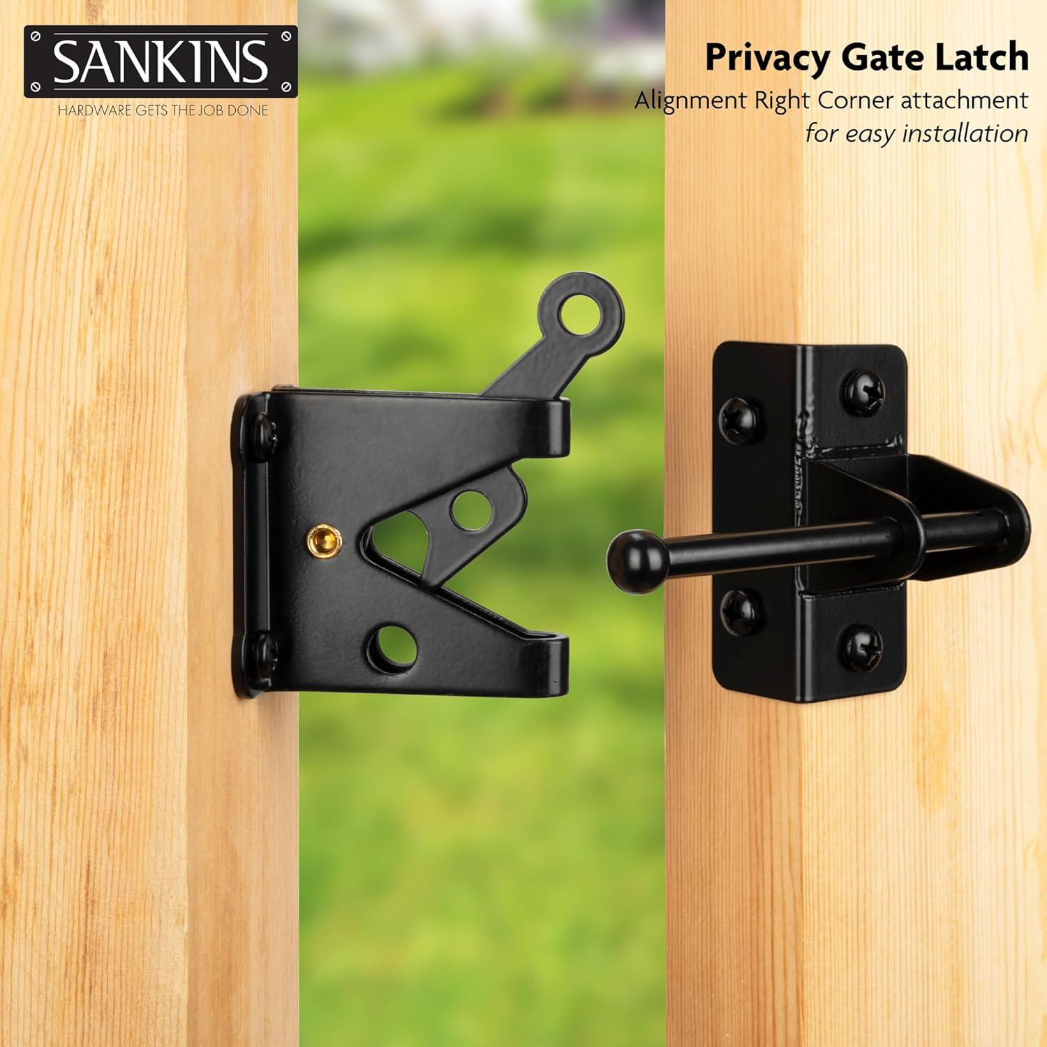 Gate Latch Automatic Gate Gravity Latch Self Locking Fence Gate Latch with Pull Cable for Wooden Fence Gates Door, Black