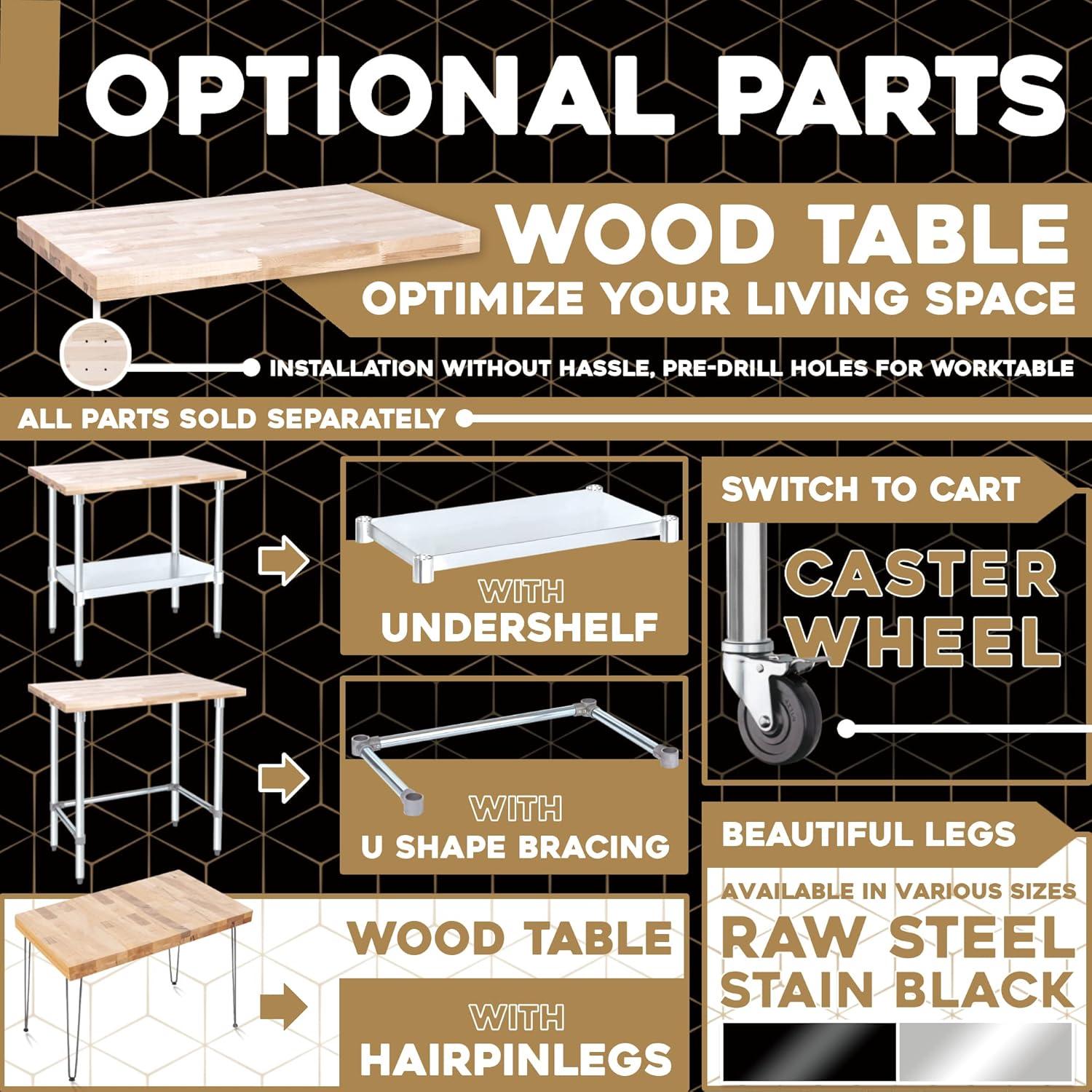 DuraSteel 24x36 Butcher Block Countertop - Maple Workbench Top - Solid Wood Table Top for Cabinet, Kitchen, Restaurant, Coffee, Desk, Bar Table - Optional Base Leg Units