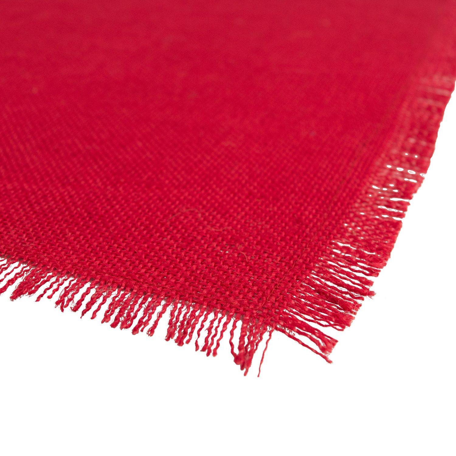 DII Jute Solid Placemat Set 6 Piece, Tango Red, 13x19"