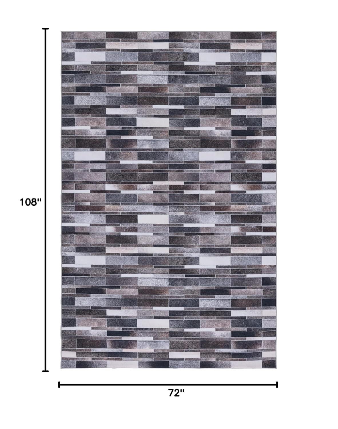 Faux Hide FAH542 Power Loomed Machine Washable Area Rug - Ivory/Grey - 6'x9' - Safavieh.