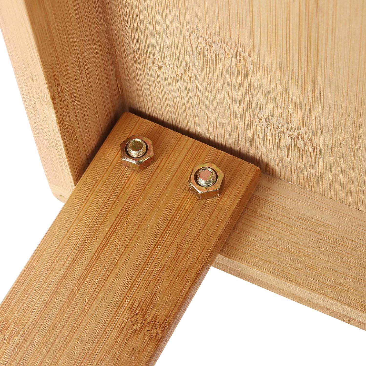 2 Pack Bamboo Step Stool, Bamboo Shower Bench, Bamboo Foot Stool, Bamboo Seat Stool for Home, Garden, Living Room, Kitchen, Bathroom, Bedroom