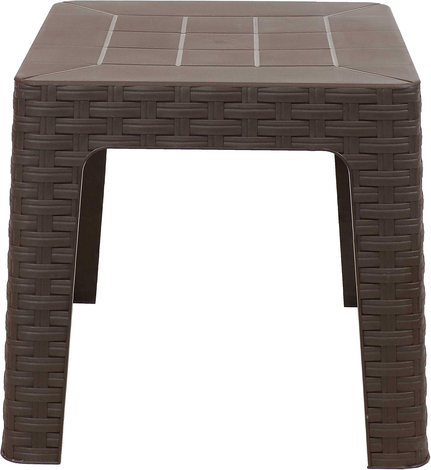 Sunnydaze 18" Square Polypropylene Indoor/Outdoor Patio Side Table, Brown