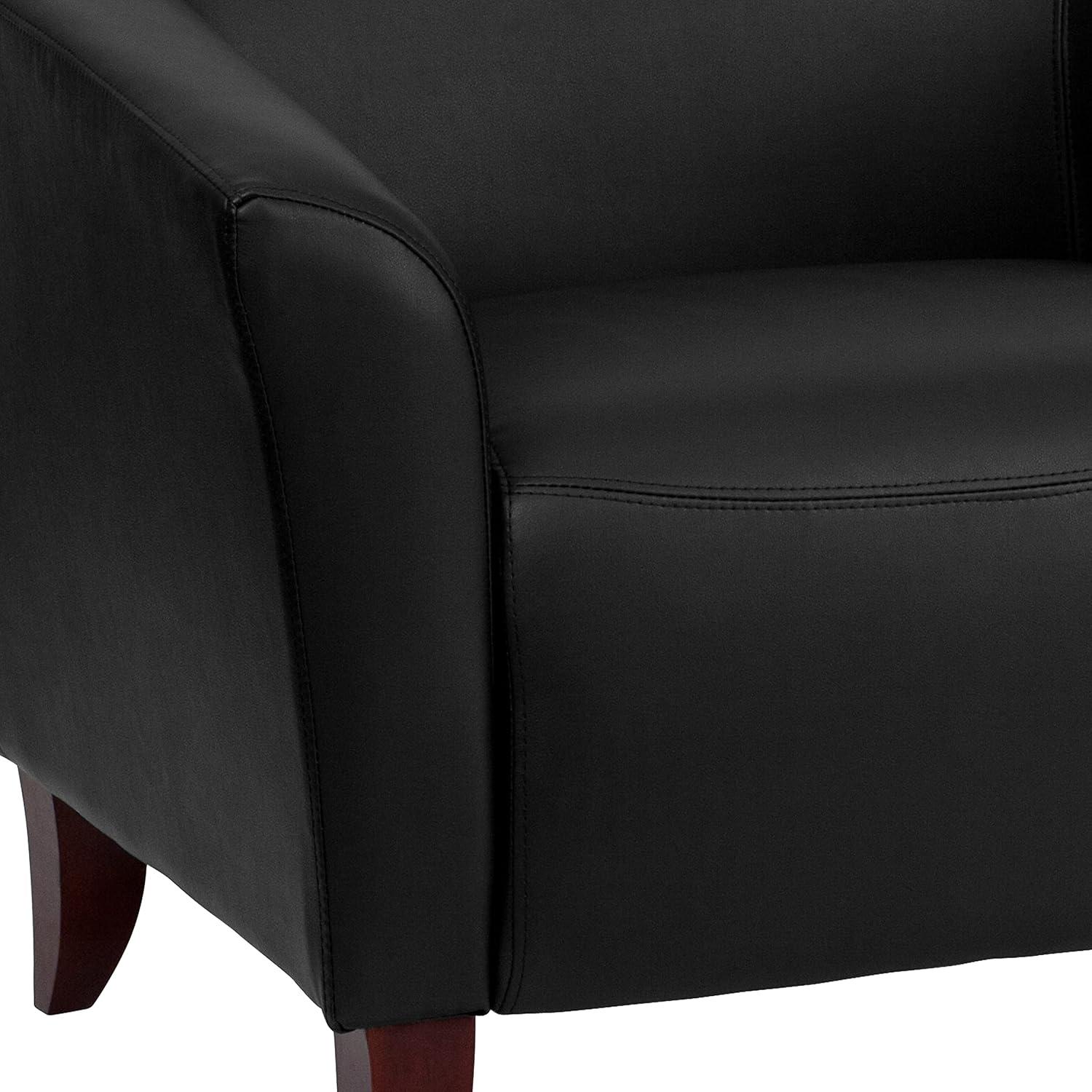 Hercules Imperial Luxe Black Leather Reception Chair with Wood Frame