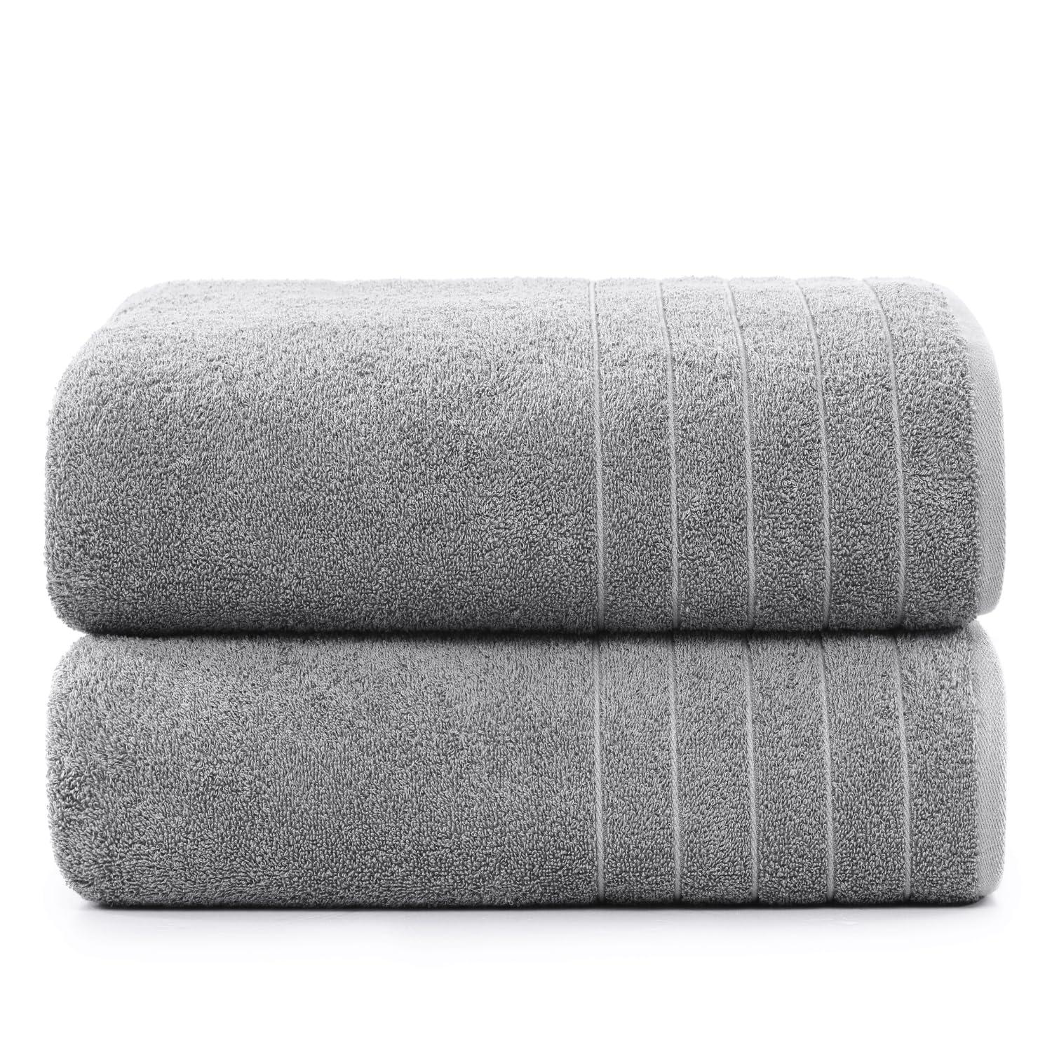 Casa Platino Bath Sheet 2 Pack - Large Bath Towels, Soft Cotton Bath Sheets, Quick Dry & Oversized, 36"x72", Ideal for Spa Days at Home - Ultimate Grey