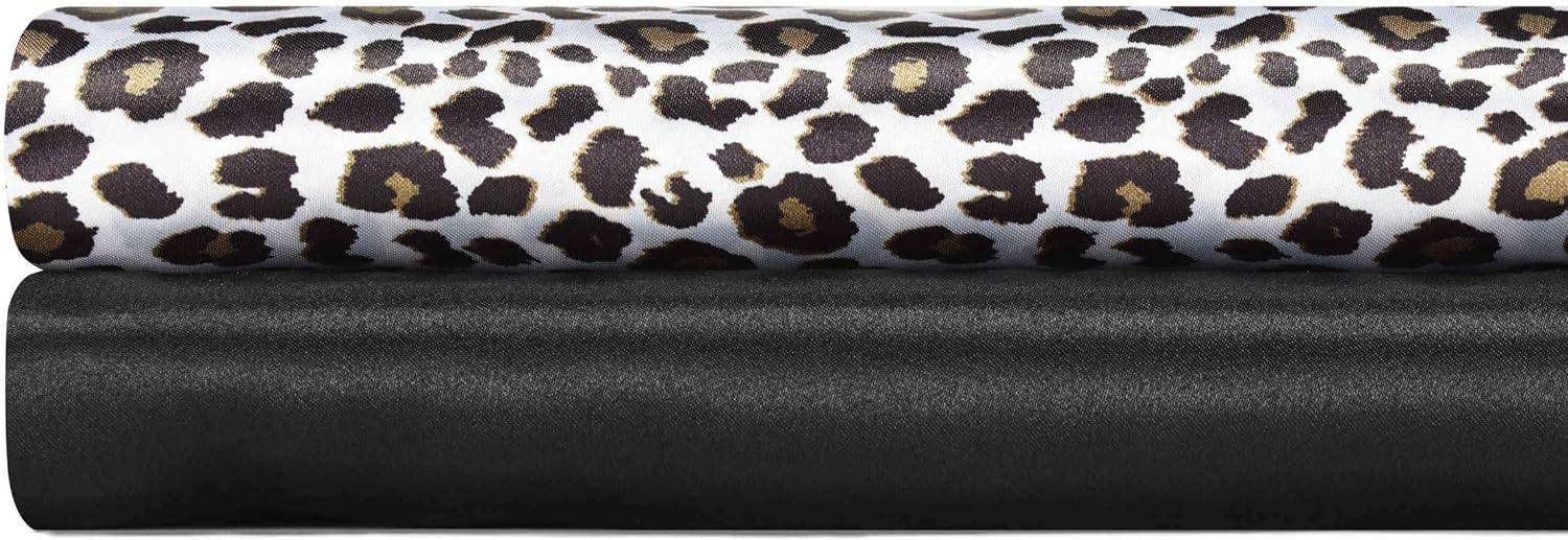 Queen Leopard Print Satin Microfiber Bedding Set