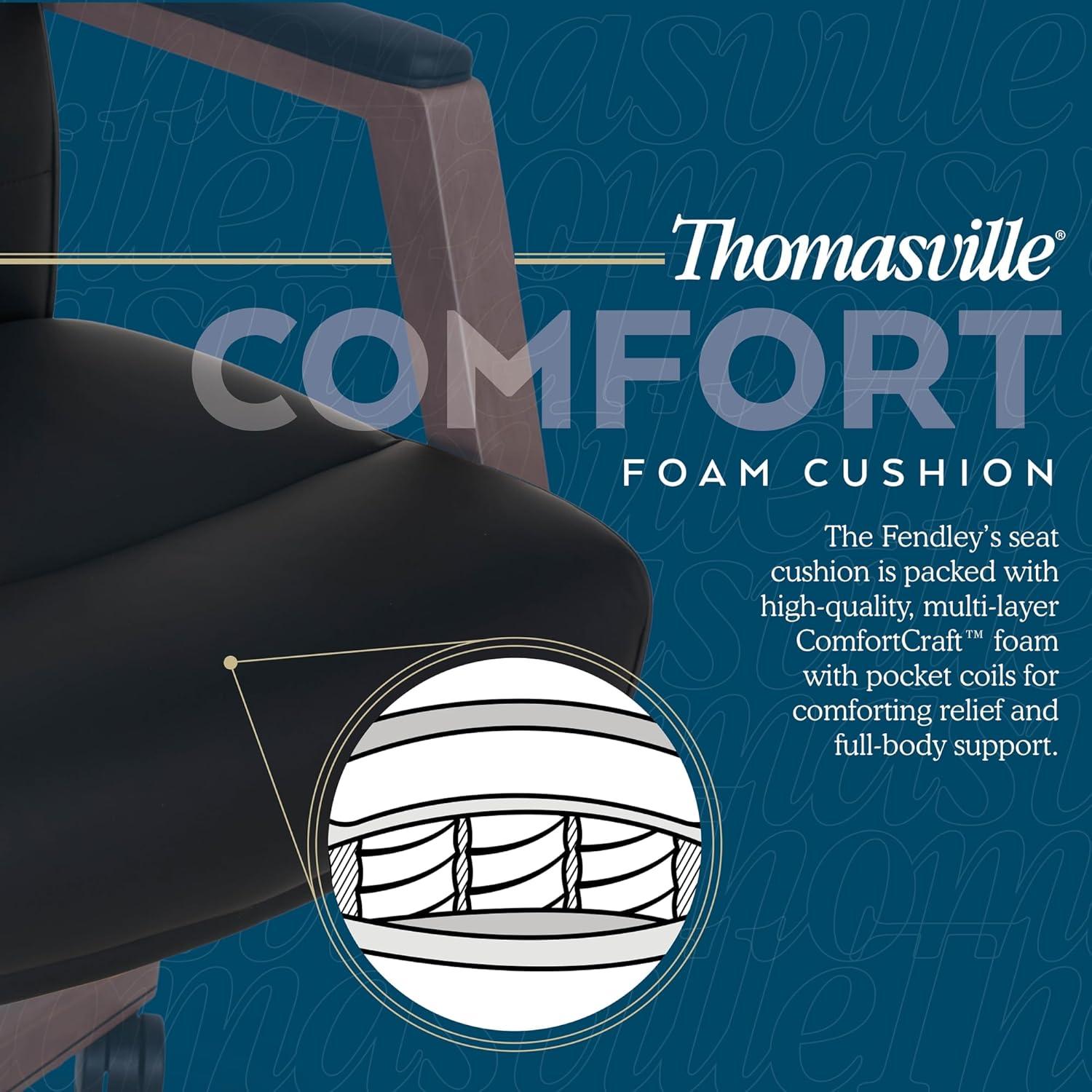 Thomasville® Fendley Ergonomic Vegan Leather Mid-Back Office Chair, Black/Brown