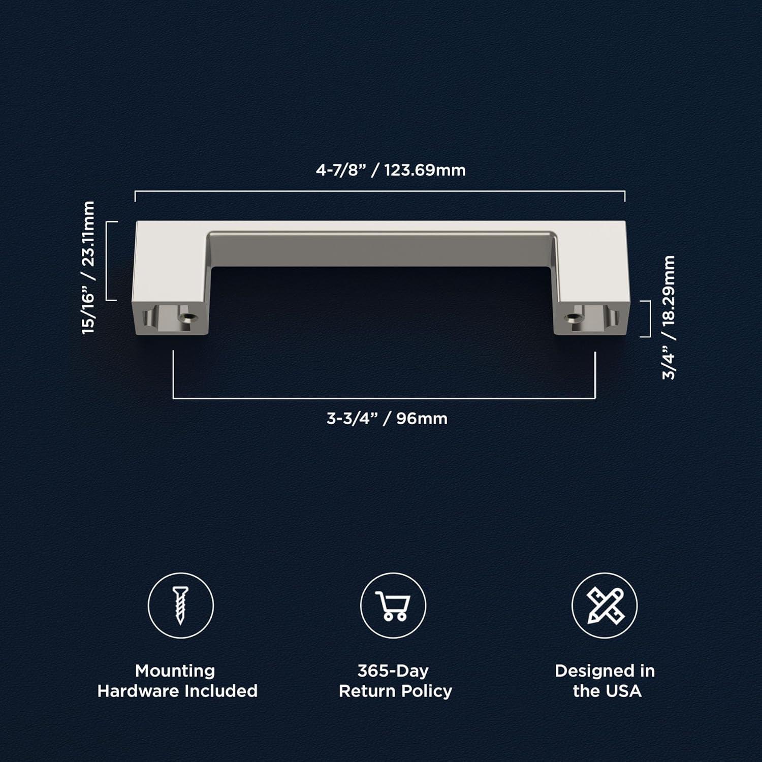 Heritage Designs Kitchen Cabinet Handles, 3 3/4" Drawer Pulls for Cabinet Doors, Dresser Drawers