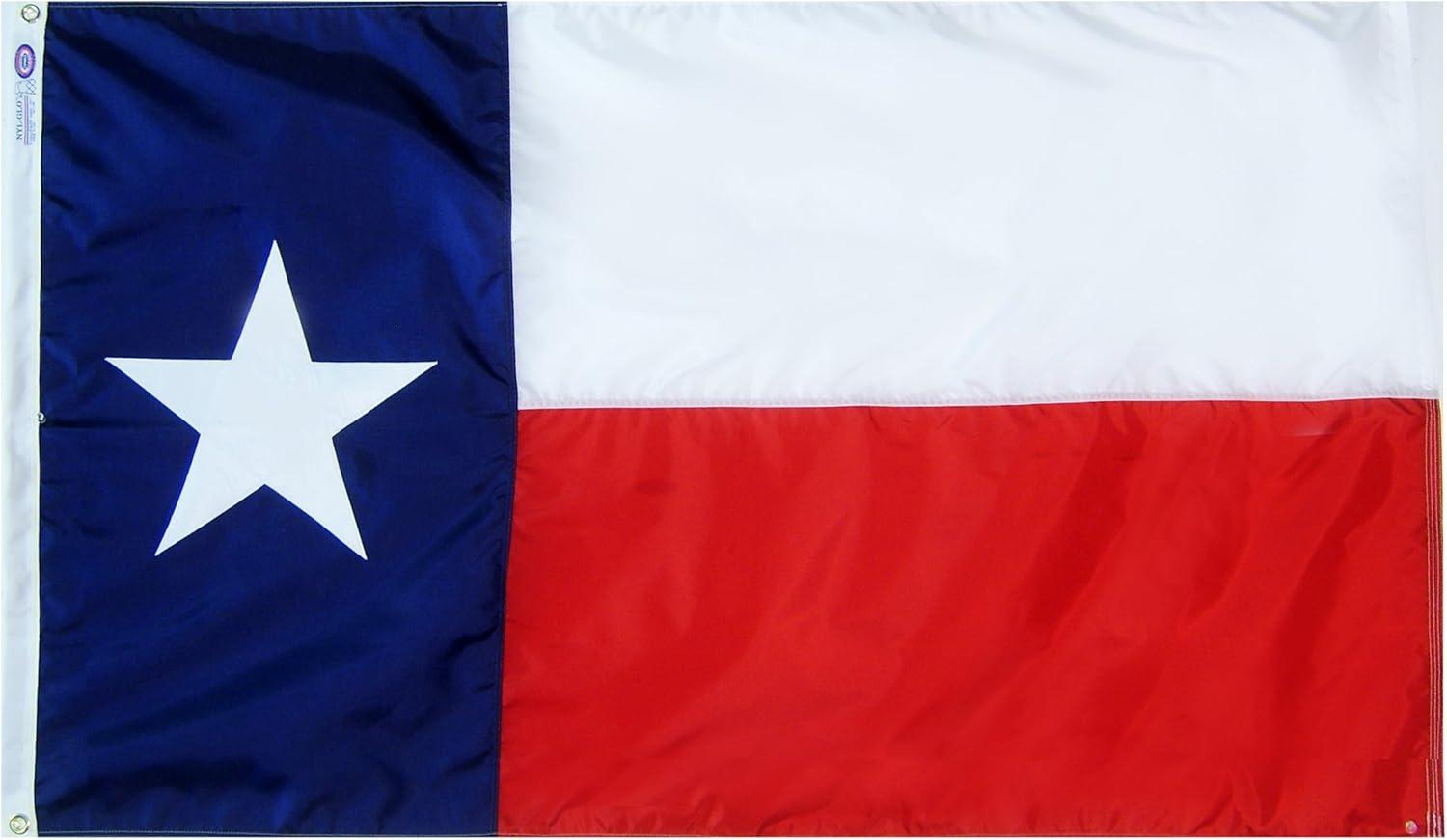 Texas Flag Sleeved TX State Flags 3x5 Outdoor Embroidered Star Heavy Duty Nylon Sleeve with Vivid Color