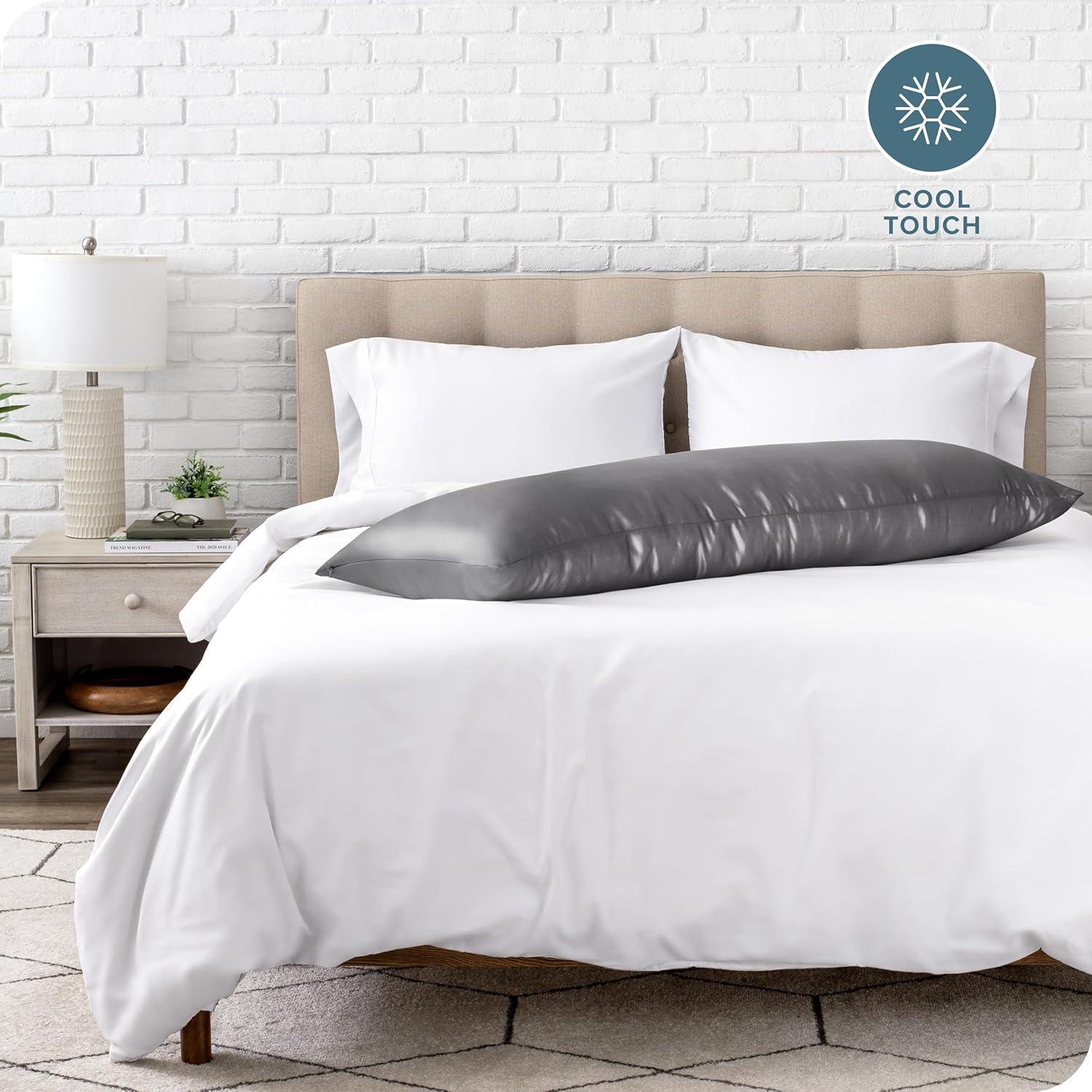 1 Pc Body - Zipper Grey Satin Pillowcase by Bare Home