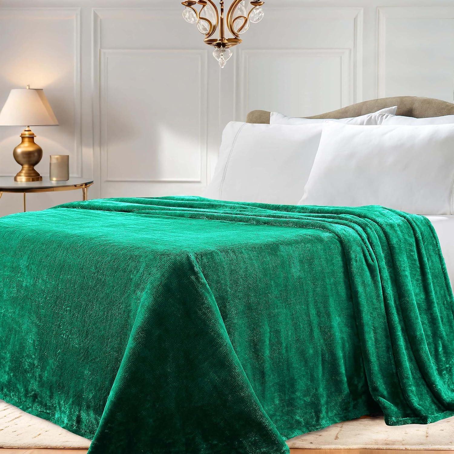 Evergreen Full Reversible Fleece Wool Throw Blanket