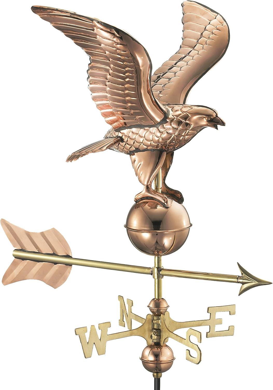 American Eagle Copper Weathervane with Roof Mount