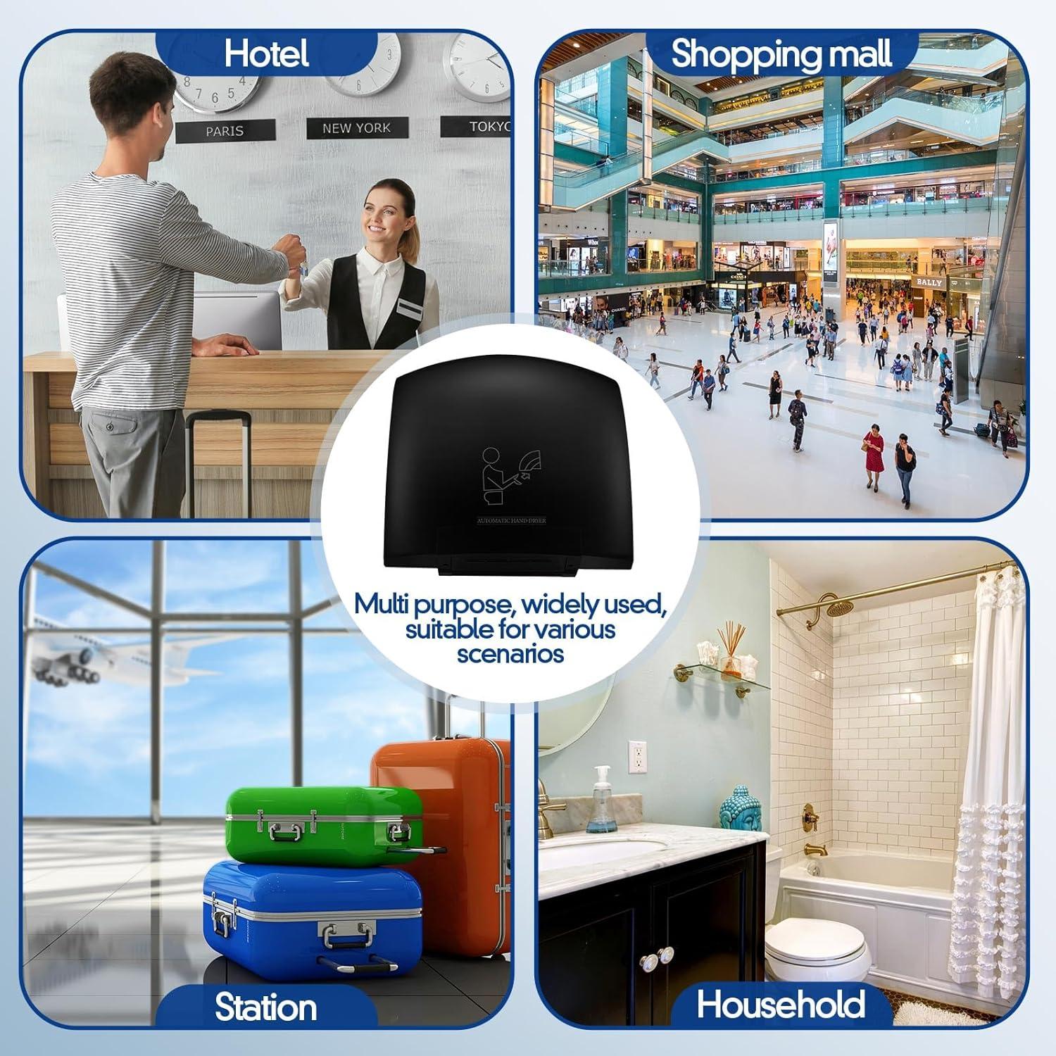 NATIONAL WINDOW 2 Pcs Electric Hand Dryer Commercial Compact Air Wiper Automatic Hand Air Dryer For Dry Machine Wall Business Home Household Restroom Office Mall, 110V,1200W