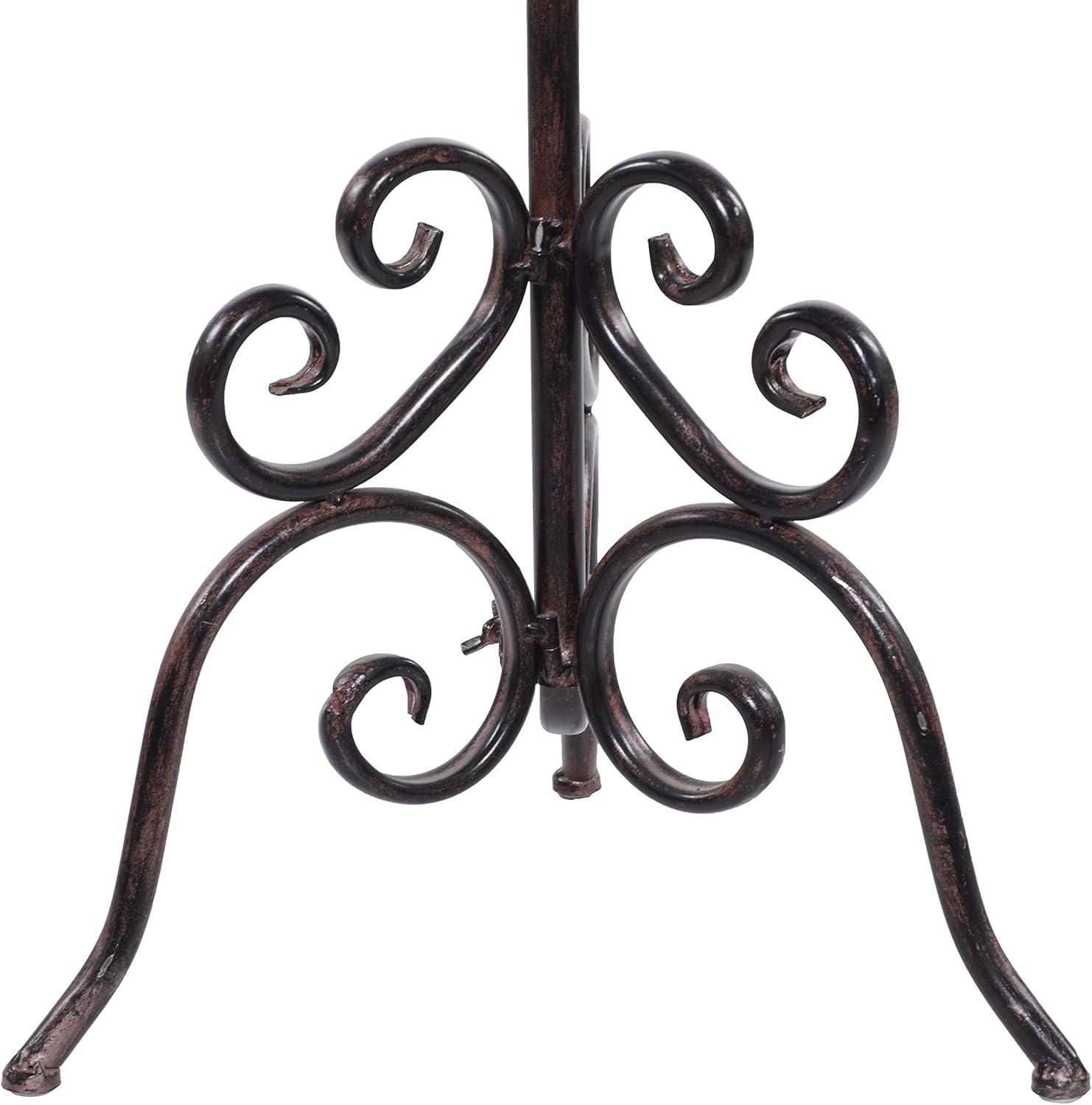 DecMode 6 Holder Brown Metal Tall Candelabra with Scroll Designs